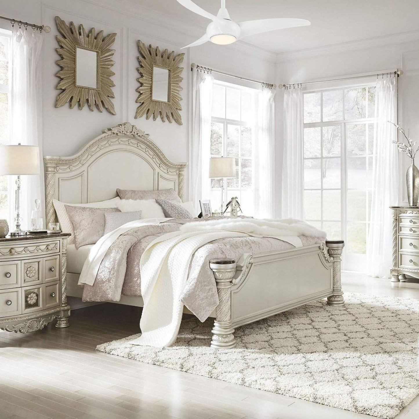 F845-WH Light Wave 44" Ceiling Fan with LED Light and Remote Control in White Finish