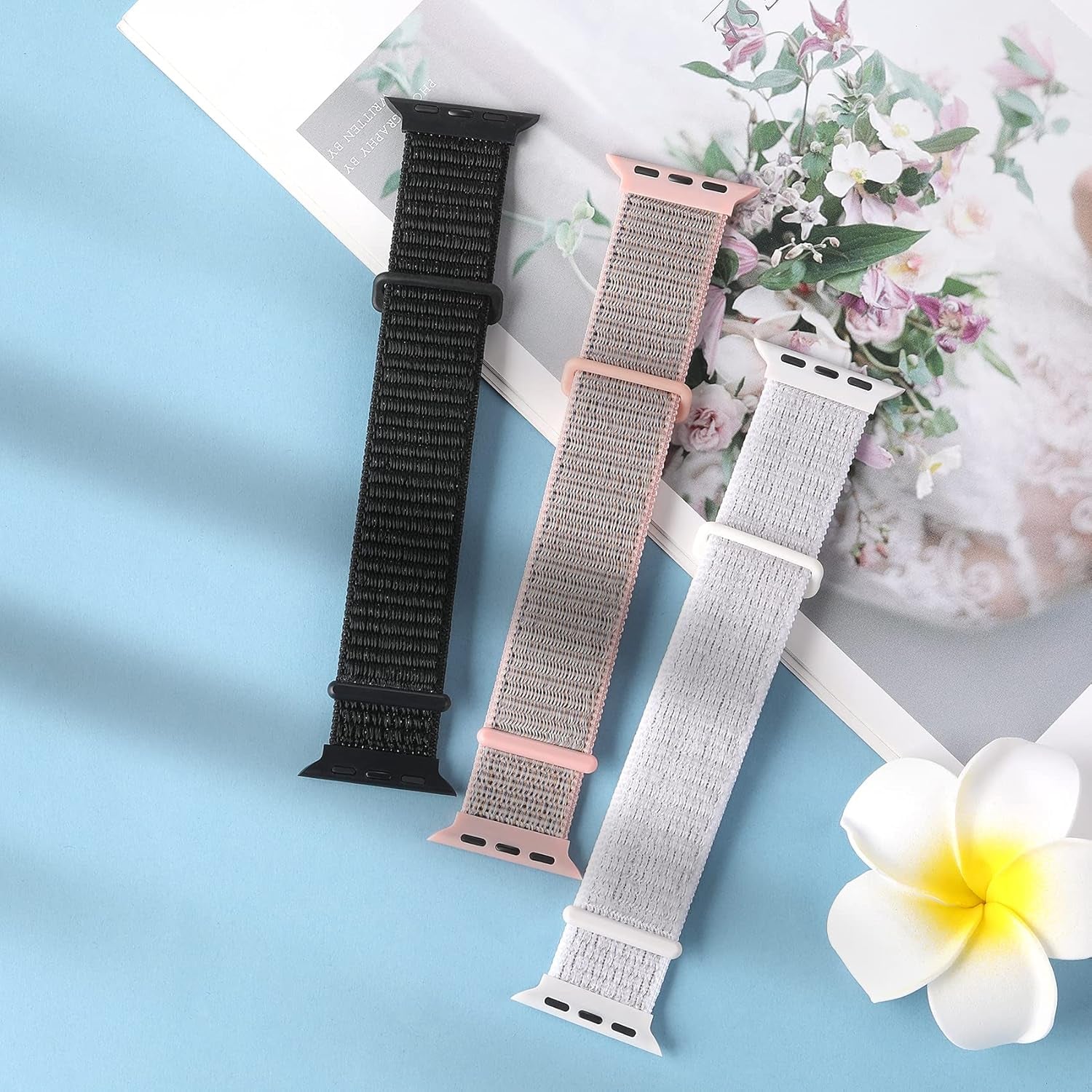 3Pack Band Compatible for Apple Watch Band 38Mm 40Mm 41Mm 42Mm 44Mm 45Mm 49Mm Women Men, Breathable Braided Woven Fabric Nylon Sport Loop Replacement Strap for Iwatch SE Ultra Series 9 8 7 6 5 4 3 2 1