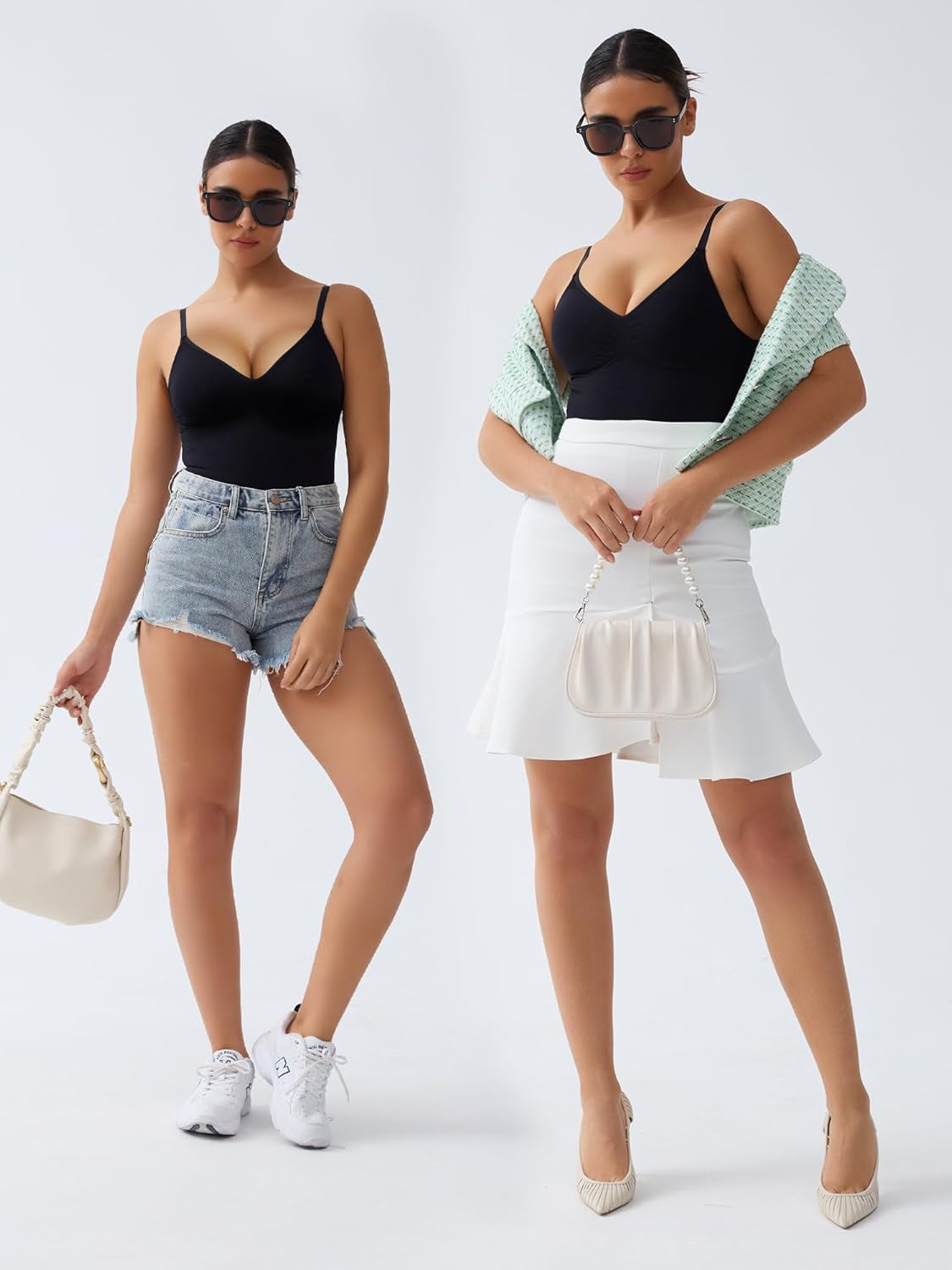 Bodysuit for Women Tummy Control Shapewear Seamless Sculpt Body Shaper with Removable Pads