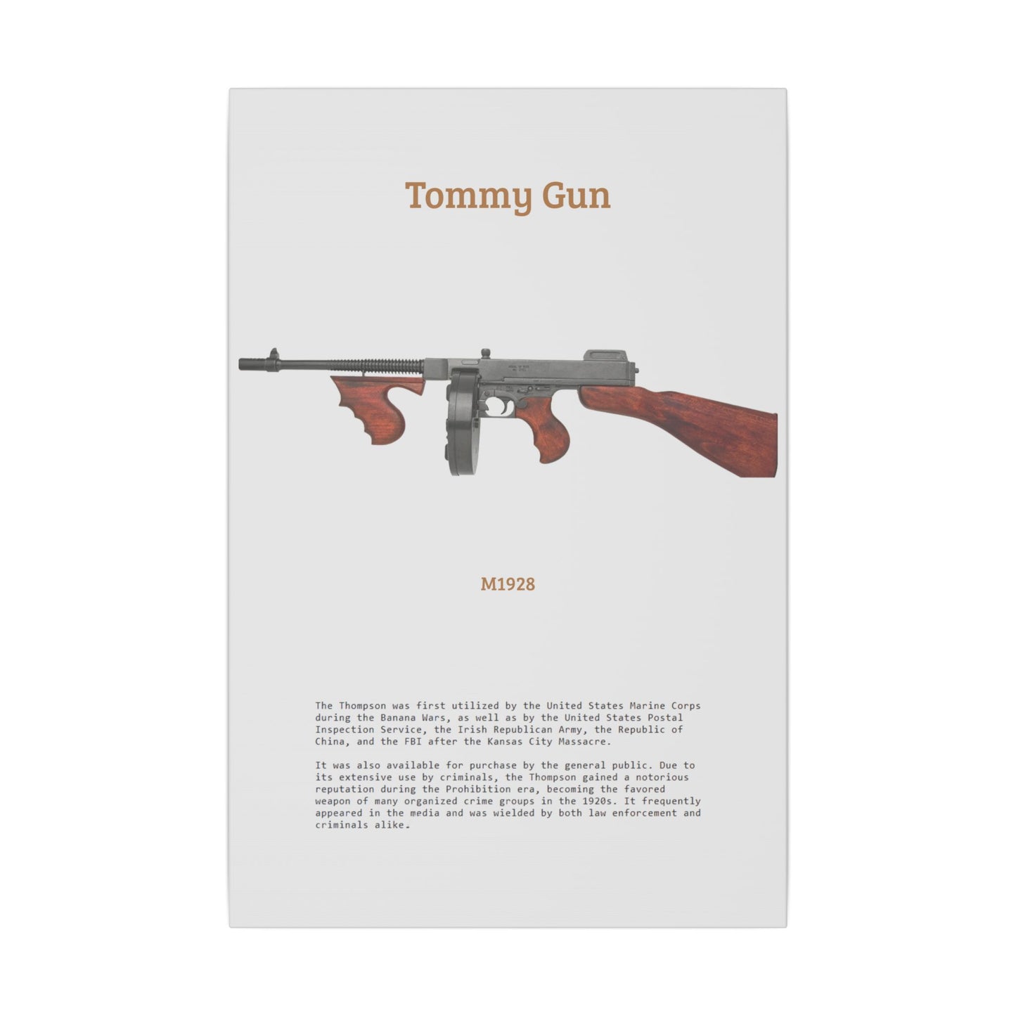Thompson submachine gun TOMMY GUN M1928 Matte Canvas, Stretched, 0.75" (Multi-Size)