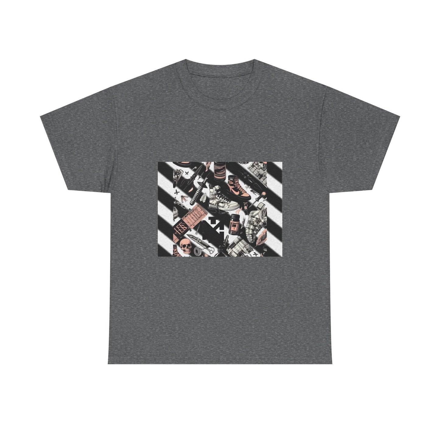 Graphic Unisex Heavy Cotton Tee - Urban Streetwear Vibe Off-White Inspired