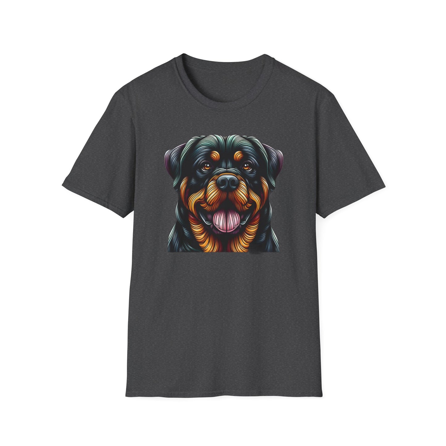Rottweiler Animal Stained Glass Design Unisex Softstyle T-Shirt