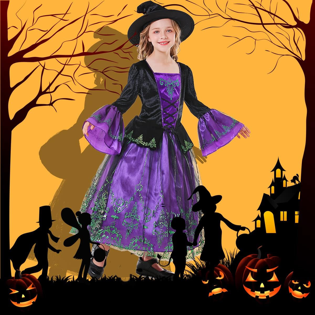 Kids Witch Costume for Girls Halloween Costumes,Halloween Costumes Witch Costume for Girls