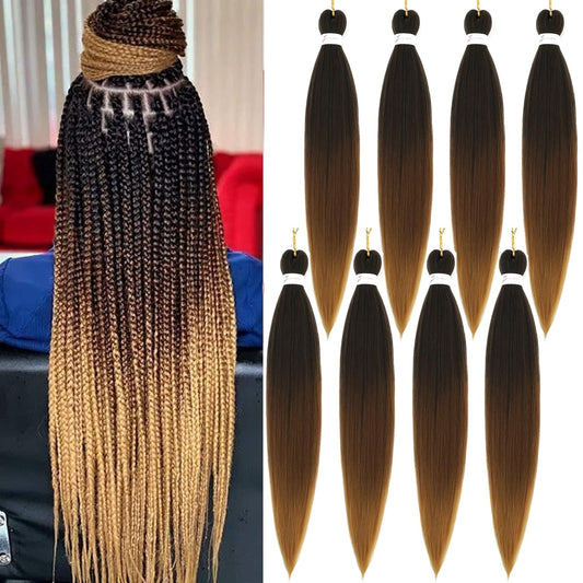 Braiding Hair Pre Stretched - 26 Inch Pre Stretched Braiding Hair 1B/30/27 Braiding Hair 8 Packs Ombre Braiding Hair for Black Women (26 Inch(8Packs), 1B/30/27)