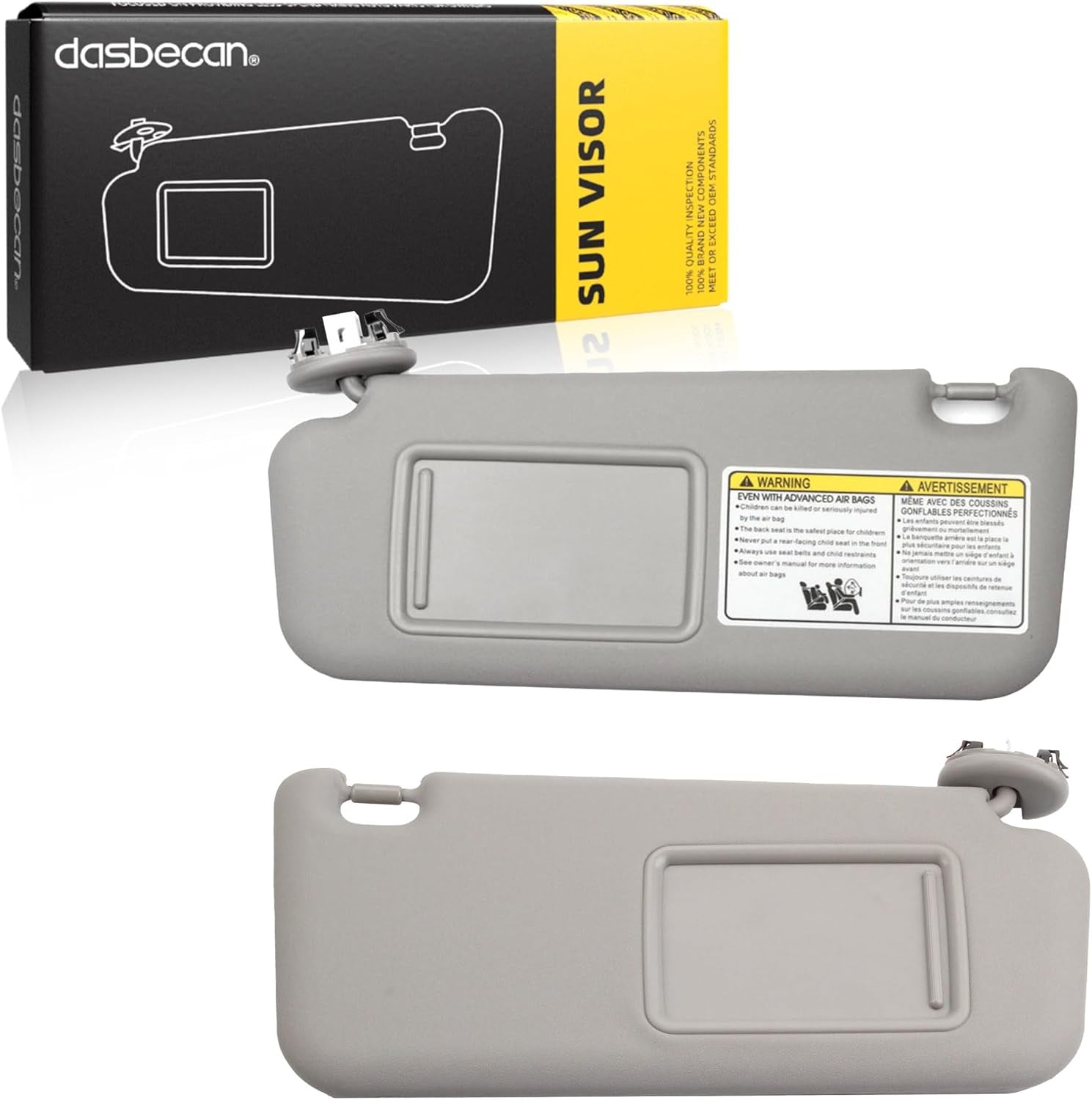 Front Left Driver Side Sun Visor with Vanity Light Compatible with Toyota RAV4 2006-2013 Replaces# 74320-42501-B2 74320-42500-B0 (Gray)