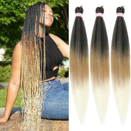 Braiding Hair Pre Stretched 28 Inch Long Braid Hair Extensions for Women Box Braids Hair Pre-Stretched Yaki Texture Professional Synthetic Softness Knotless Easy to Manage 1B/27/613