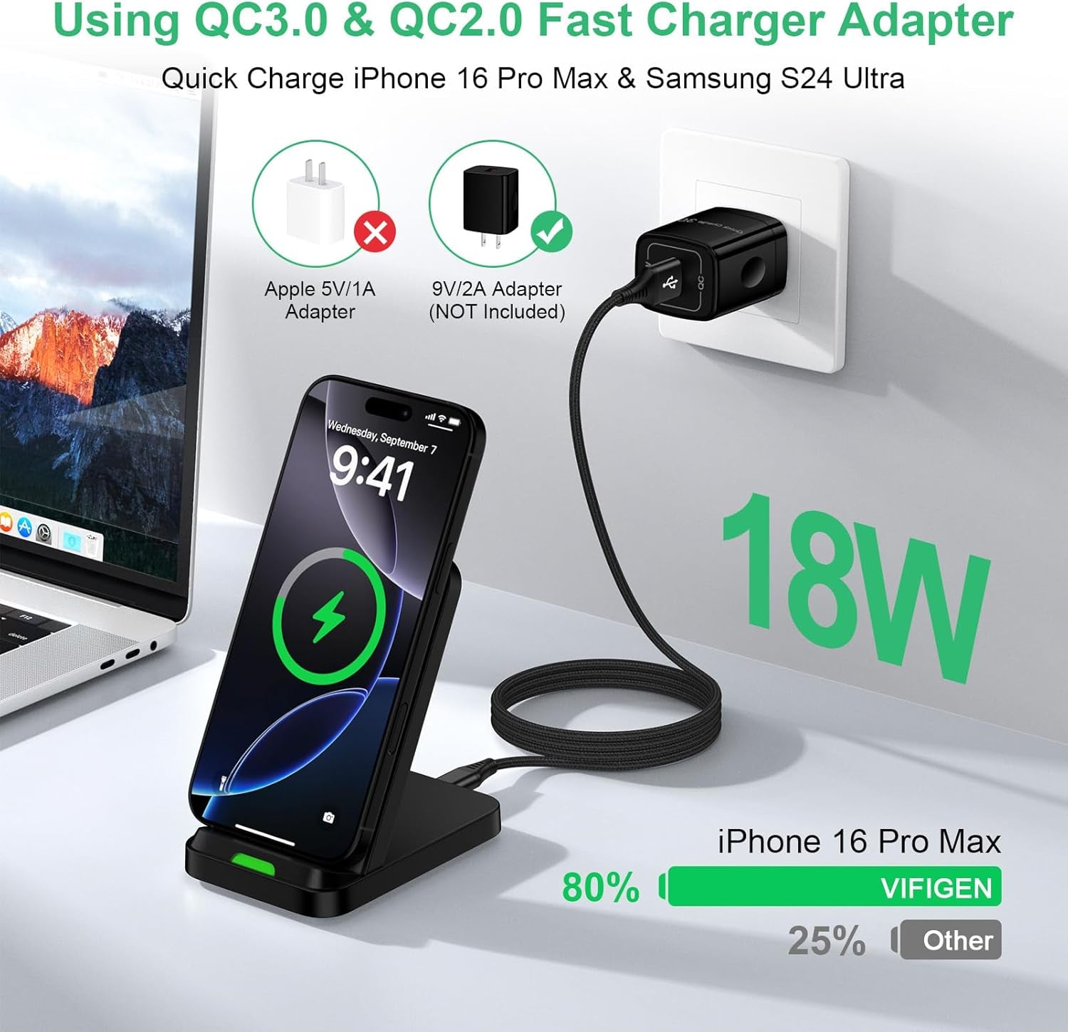 Wireless Charger Fast Charging Station for Samsung Galaxy S25 Ultra/S25/S25+/S24 FE/S24 Ultra/S24/S23/S22/S21/S20,Wireless Phone Charger Android Charger Stand Compatible for Motorola Moto G Power 2025