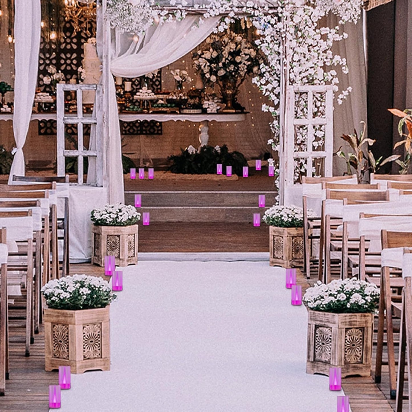 Flameless Candles, Battery Operated LED Pillar Candles, D1.5 X H3 Inch, Steady Pink Long Flame-Effect Light, Romantic Electronic Fake Votive Candles for Party, Halloween, Set of 12 (Pink)