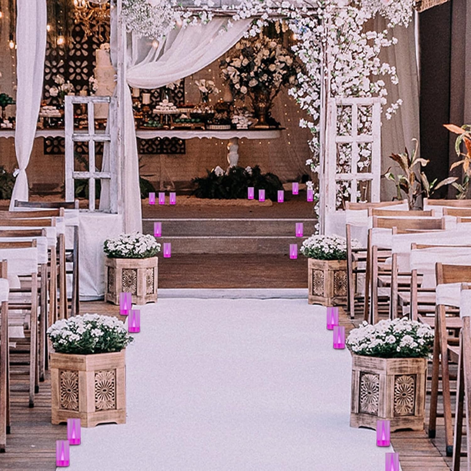 Flameless Candles, Battery Operated LED Pillar Candles, D1.5 X H3 Inch, Steady Pink Long Flame-Effect Light, Romantic Electronic Fake Votive Candles for Party, Halloween, Set of 12 (Pink)