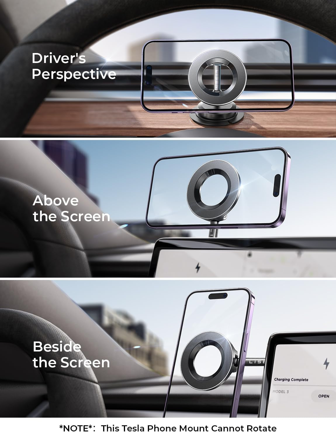 Tesla Phone Mount [Screen and Dashboard], 2024 Upgrade Tesla Phone Holder, for Magsafe Car Mount Tesla Model 3 Y Phone Mount Holder Accessories for Iphone 16 15 14 Pro Max plus Fits All Phones