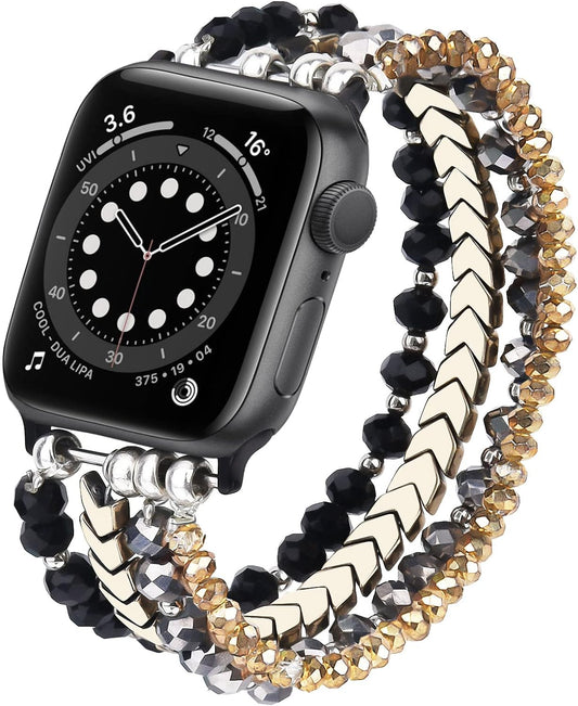 Beaded Bracelet Compatible with Apple Watch Band 38Mm/40Mm/41Mm Series 9/8/7/SE/6/5/4/3/2/1 Women Fashion Handmade Elastic Stretch Strap for Iwatch Bands Replacement Colorful