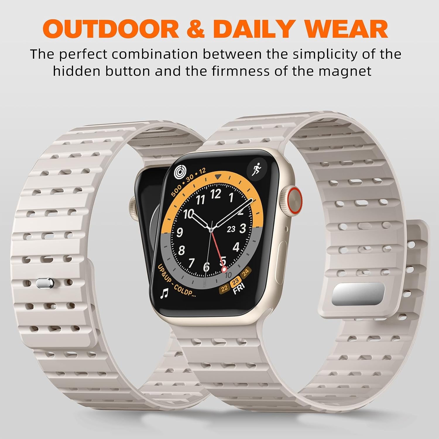 Compatible with Apple Watch Series 10 Band 46Mm for Men Women 49Mm/45Mm/44Mm/42Mm(3/2/1), Rugged Silicone Sport Replacement Magnetic Strap for Iwatch SE2/SE/9/8/7/6/5/4