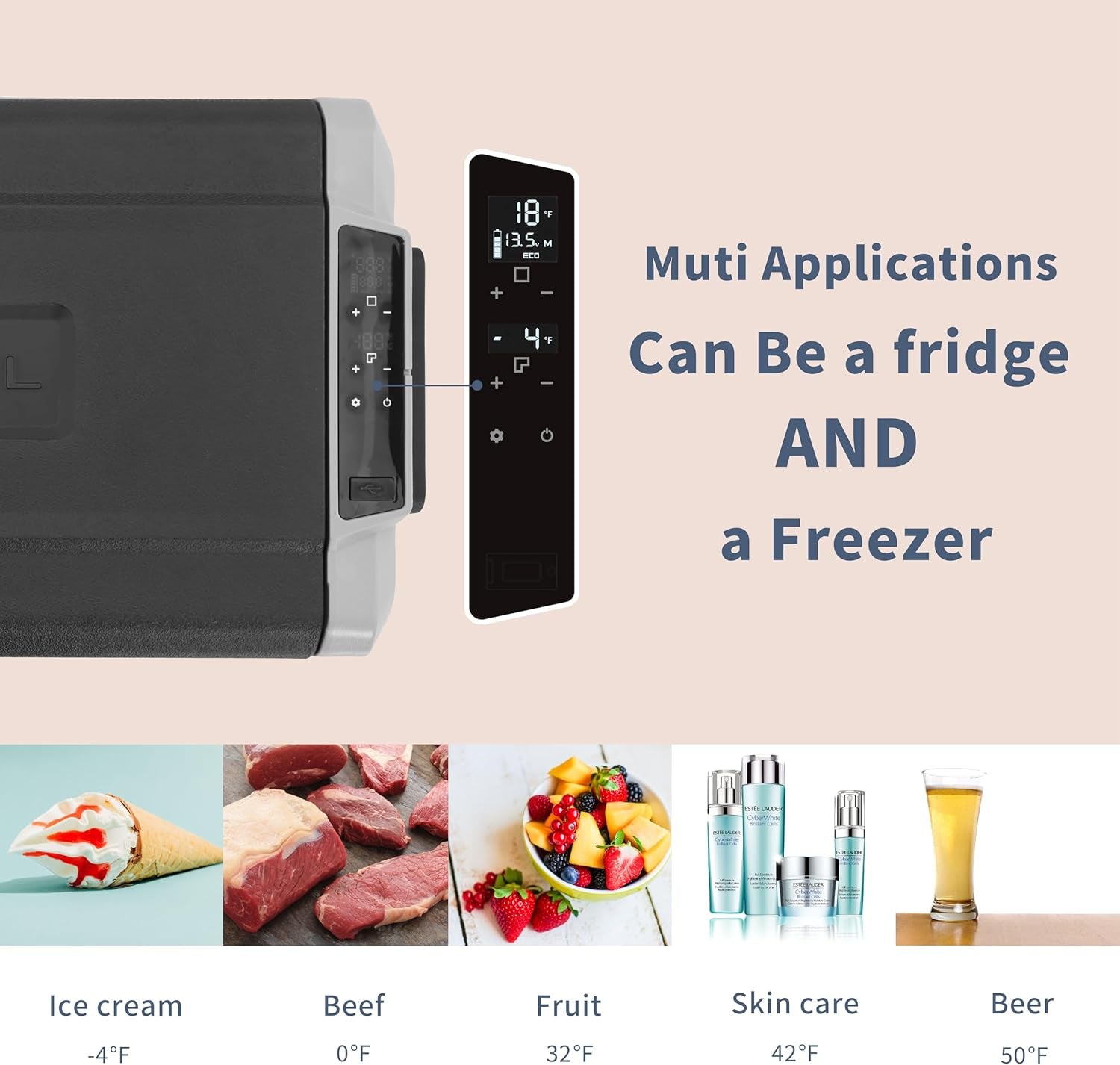 T60 Dual Temperature Control 12 Volt Refrigerator 63 Quart Portable Car Fridge Freezer (-4°F~68°F) for Truck, RV, Boat, Camping and Travel TRUCK DRIVER