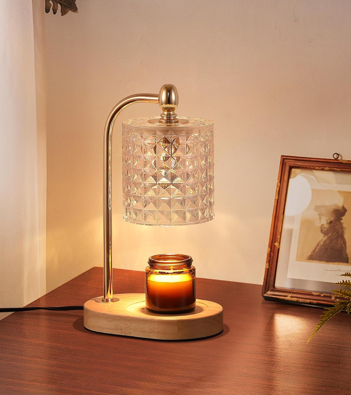 Candle Warmer Lamp with Dimmer and Timer,Black Electric Candle Wax Melt Warmer with 2 Bulbs Home Decor for Women Gifts New Home Jar Candles