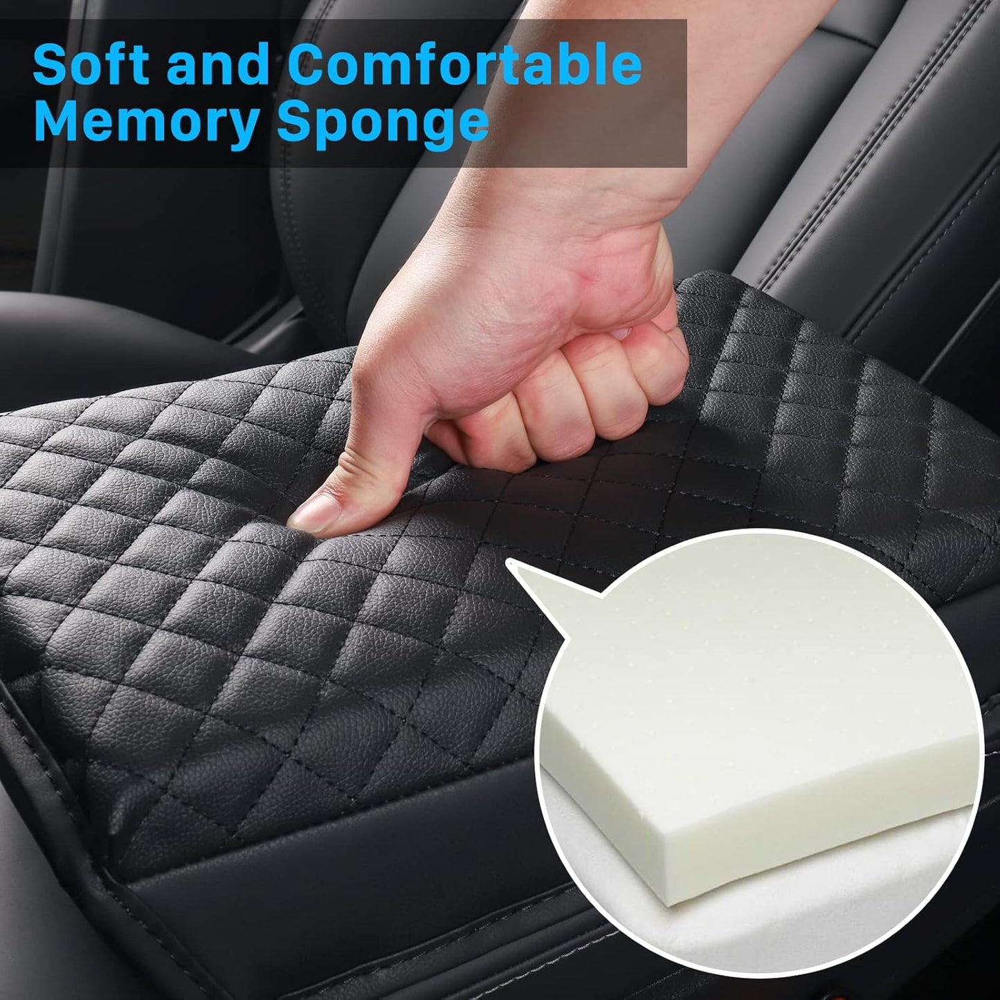 Center Console Cover for Tesla Model 3 Model Y, PU Leather Armrest Box Cushion Protector Accessories