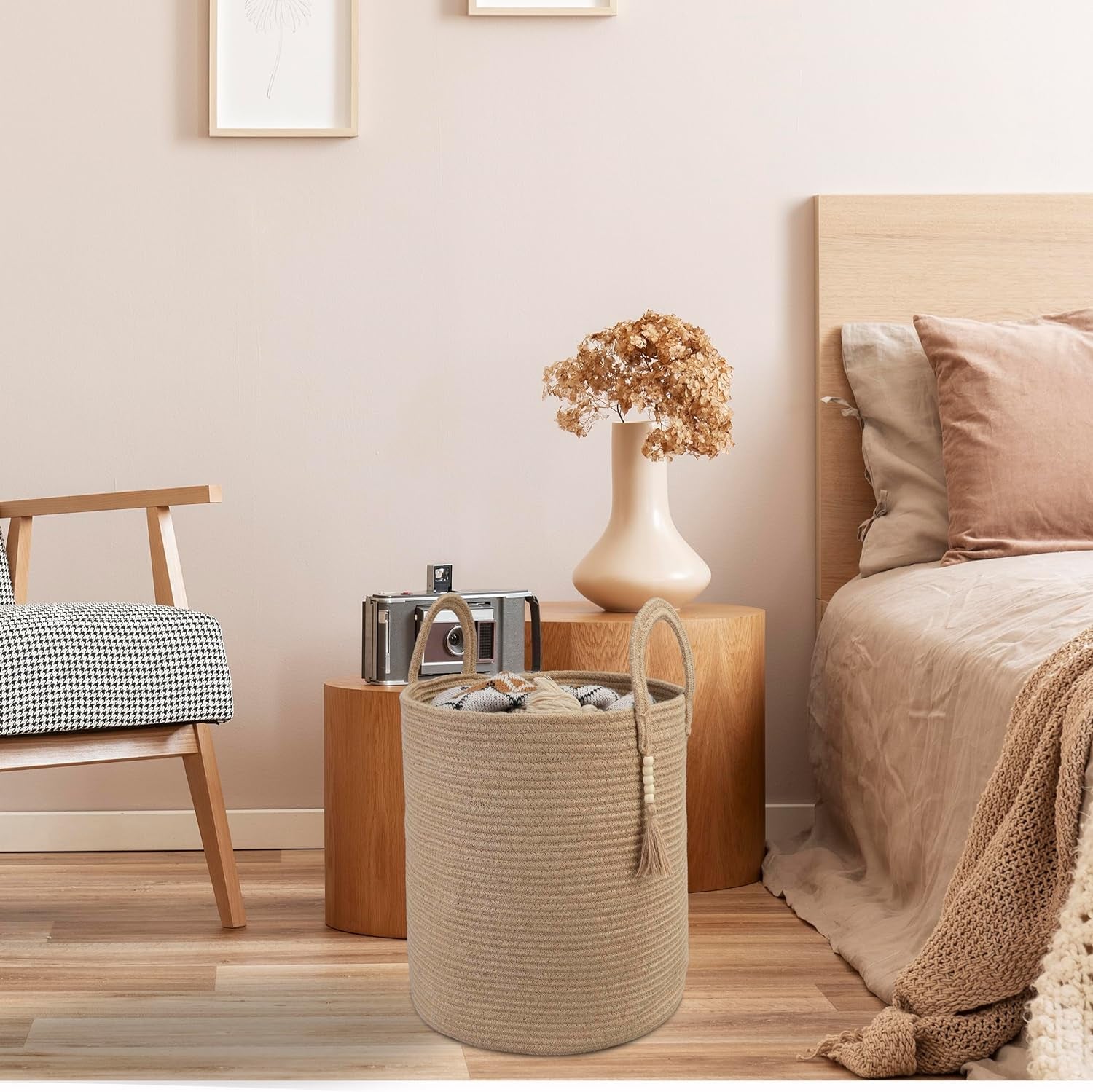 Rope Laundry Basket Laundry Hamper for Clothes Woven Storage Basket for Living Room Bedroom Boho Tall Rope Baskets for Blanket Toys Pillow Towels Baby Nursery Hamper Bin Jute