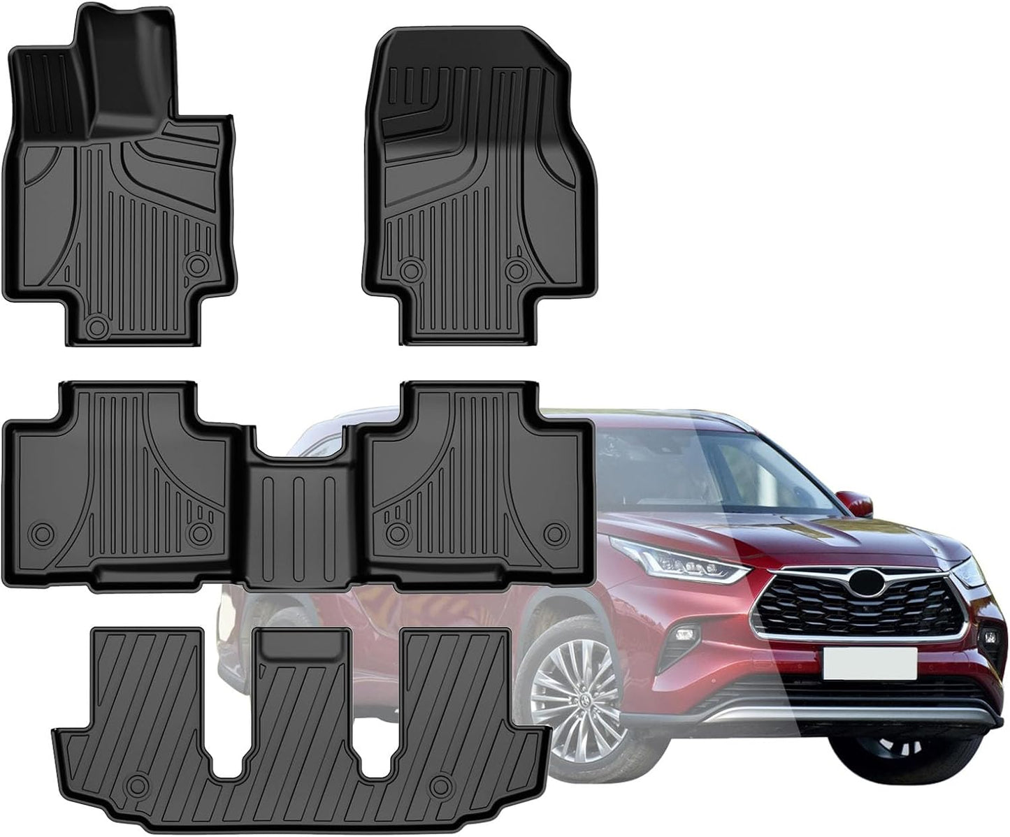 2025 Q7 Floor Mats: All Weather Floor Mats Custom Fit for 2017-2025 Audi Q7/Q8 1St and 2Nd Row All Weather TPE Floor Liner