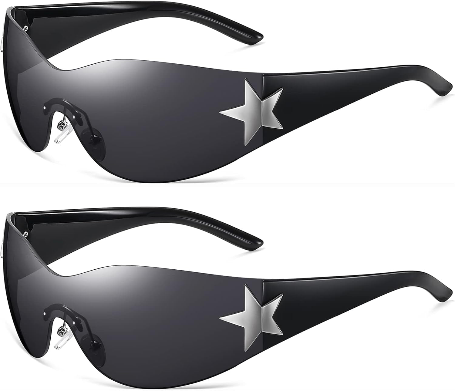 Y2K Sunglasses for Women Men Shield Wrap around Fashion Sunglasses Trendy Oversized Frameless Sun Glasses
