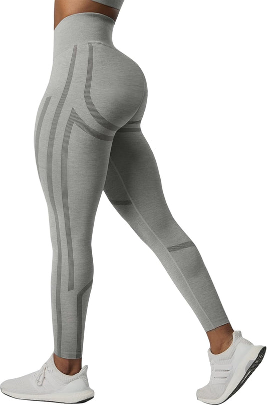 Scrunch Butt Lifting Seamless Leggings for Women High Waisted Tummy Control Striped Workout Pants