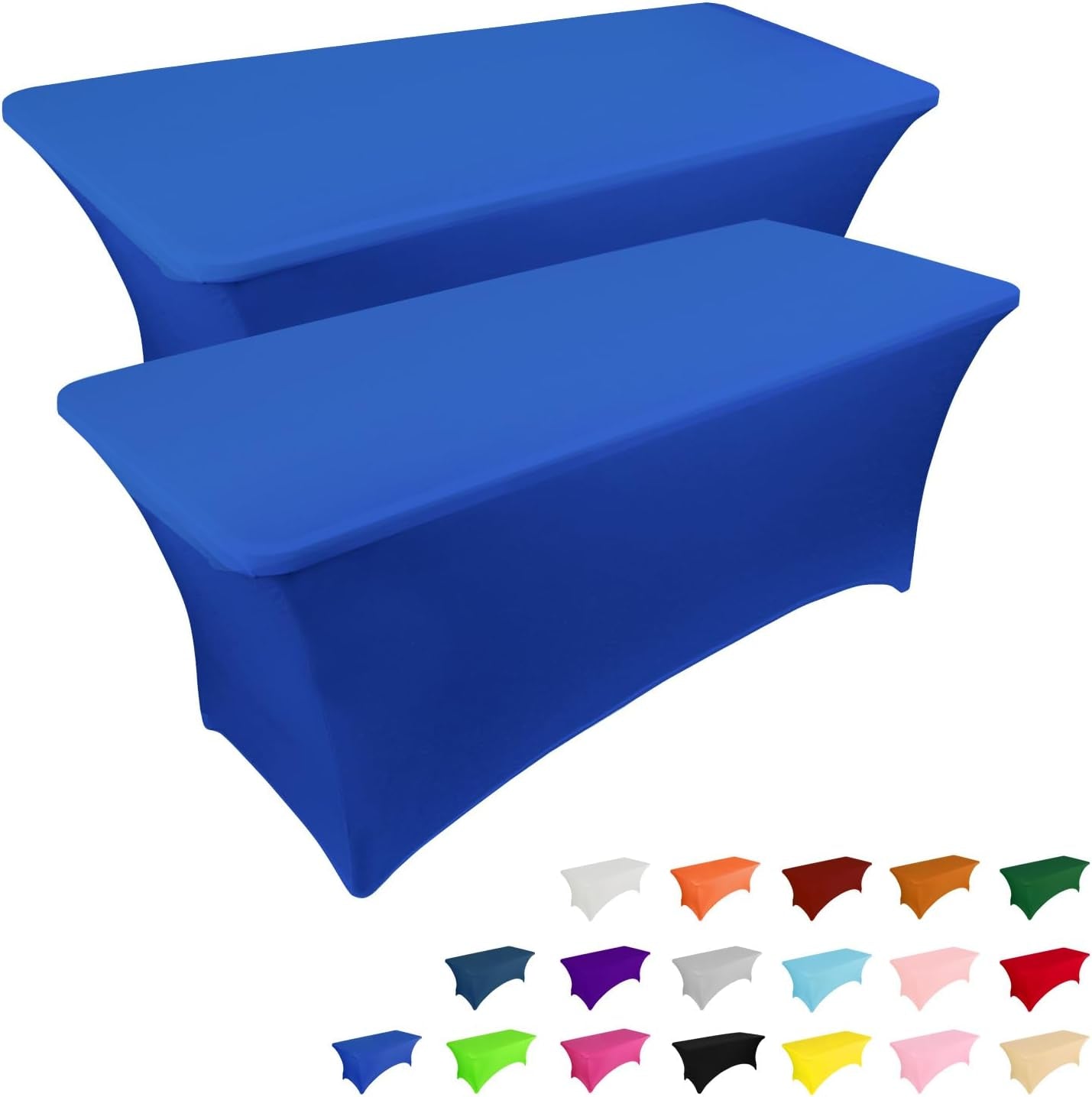 2 Pack 6FT Table Cloth for Rectangular Fitted Events Stretch Black Table Covers Washable Table Cover Spandex Tablecloth Table Protector for Party, Wedding, Cocktail, Banquet, Festival