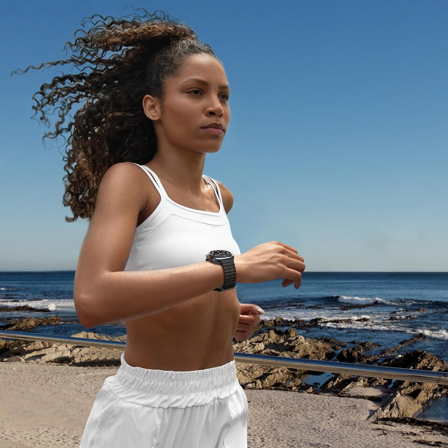 Ocean Silicone Sport Band for Samsung Galaxy Watch 7 Ultra Band 47Mm, Breathable Soft Waterproof Watch Band for Galaxy Watch Ultra Bands,Black