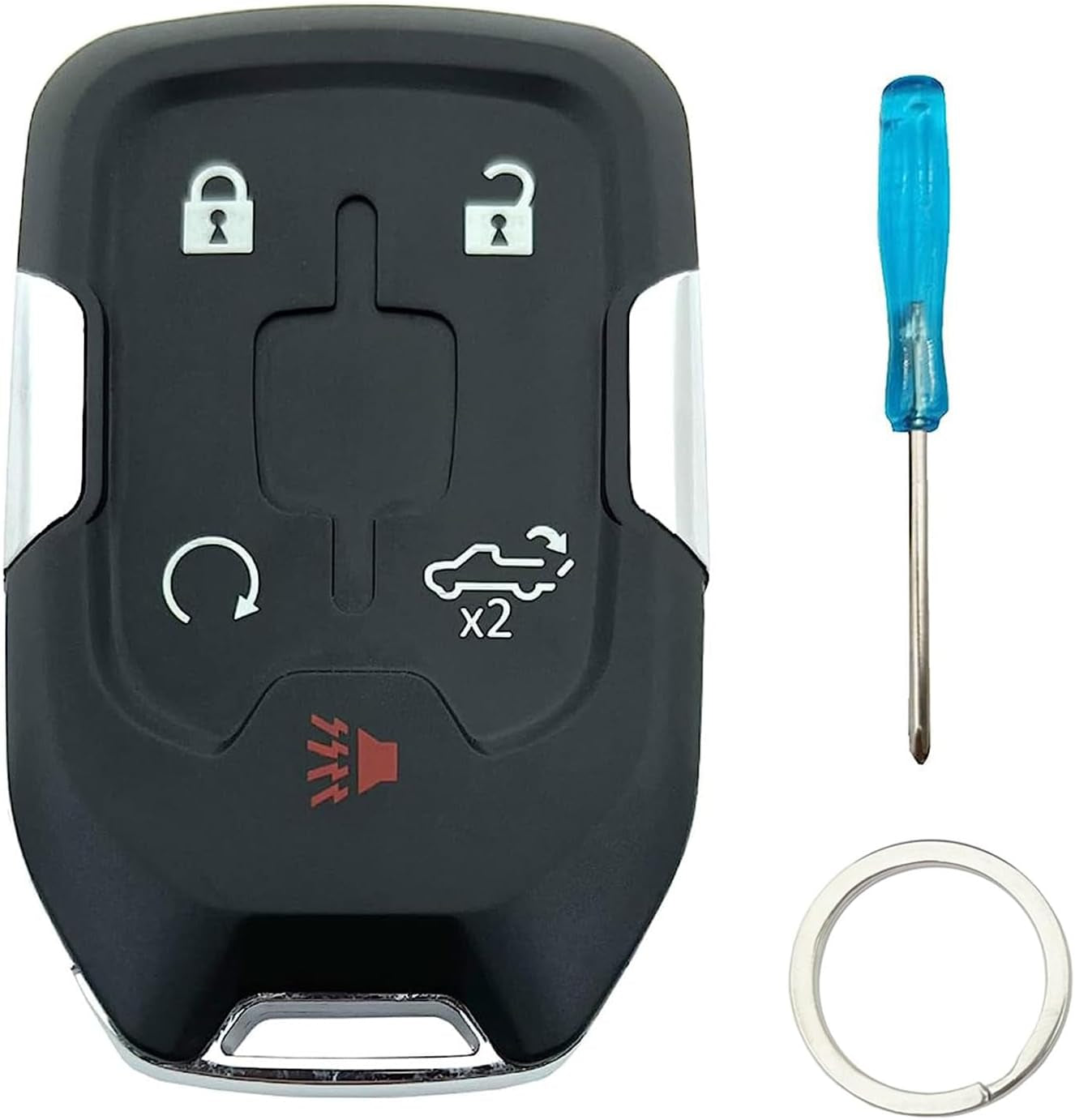 Smart Key Fob Cover Case Shell Fit for 2022 2021 2020 2019 Chevy Silverado and GMC Sierra 1500 2500HD 3500HD Keyless Entry Remote Key Fob (Without Chip, 5 Buttons)