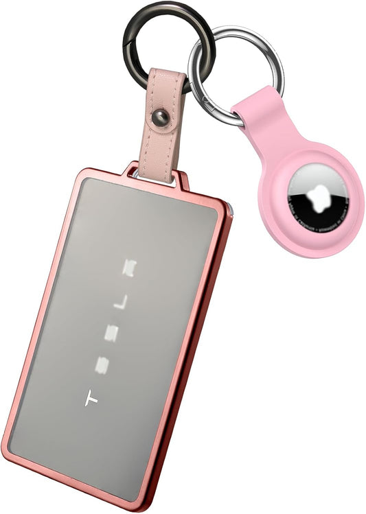 For Tesla Key Card Holder with Airtag Case, Card Key Cover with Keychain for Model Y/3/S/X Cybertruck Accessories