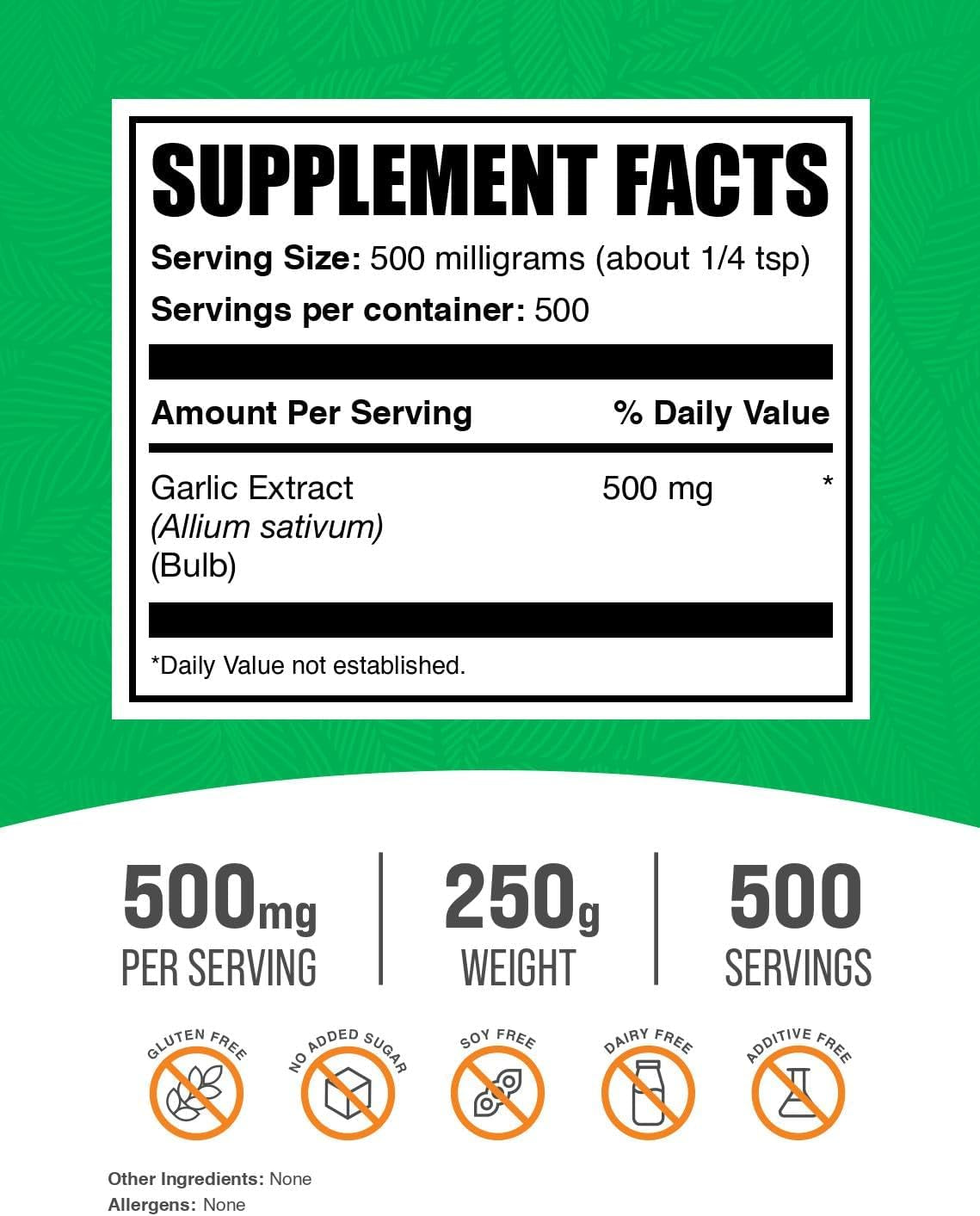 .Com Garlic Extract Powder - Garlic Supplement, Garlic Powder Supplement, Allium Sativum - Herbal & Gluten Free, 500Mg per Serving, 250G (8.8 Oz) (Pack of 1) TLBH