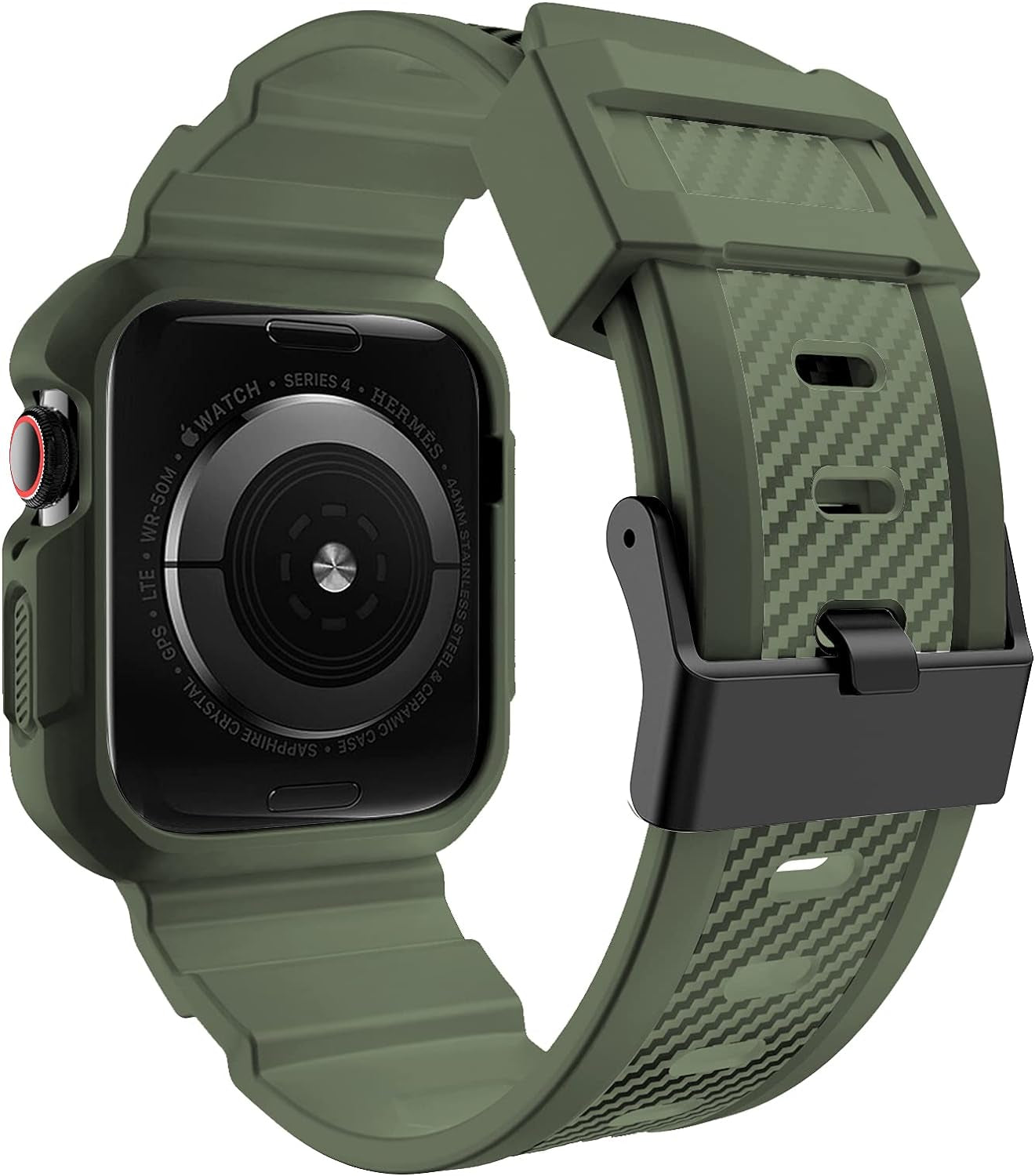 Compatible with Apple Watch Band 41Mm 40Mm 38Mm with Case, Shockproof Rugged Band Strap for Iwatch SE2 SE Series 9/8/7/6/5/4/3/2/1 41Mm 40Mm 38Mm with Bumper Case Cover Men Women, Army Green