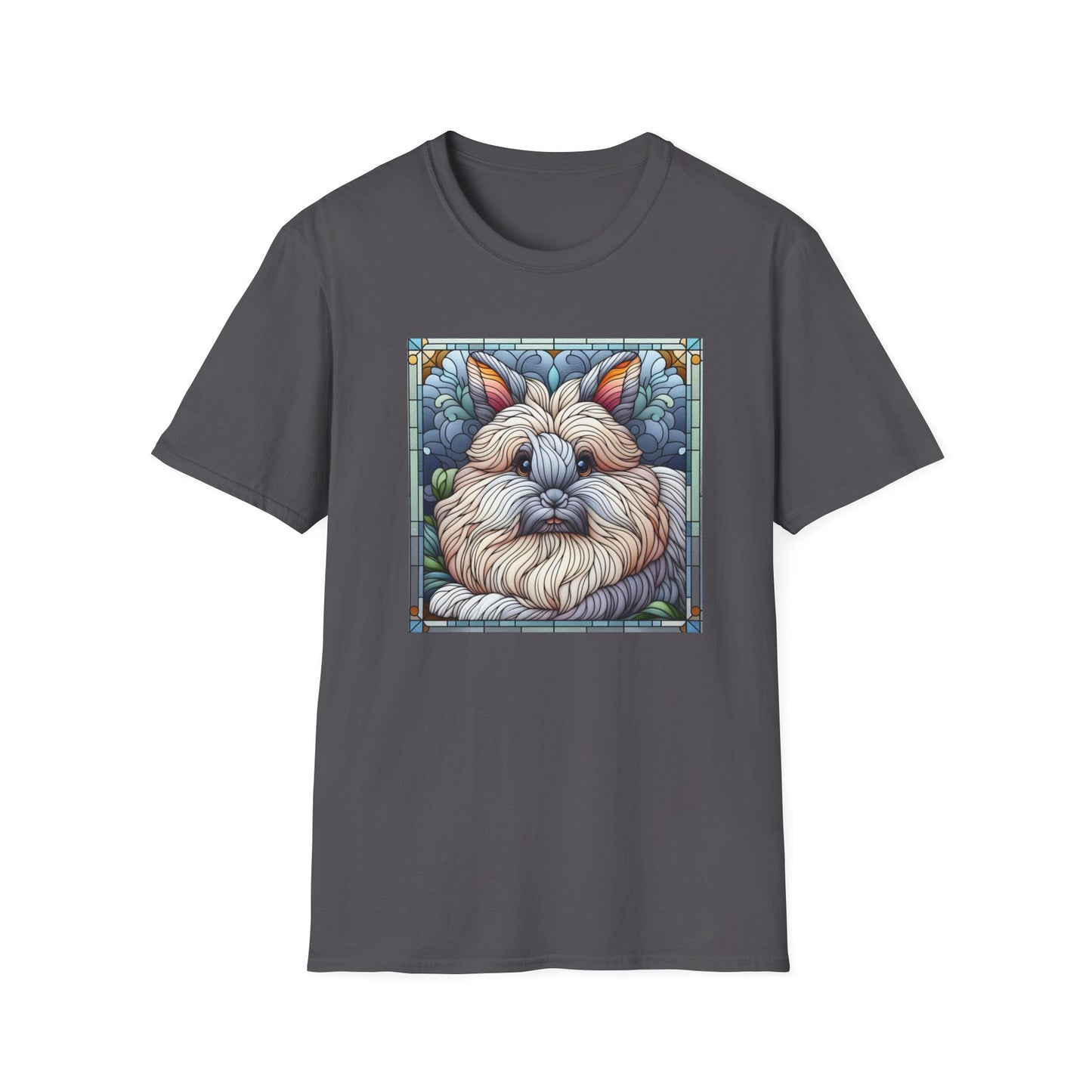 Angora Rabbit Animal Stained Glass Design Unisex Softstyle T-Shirt