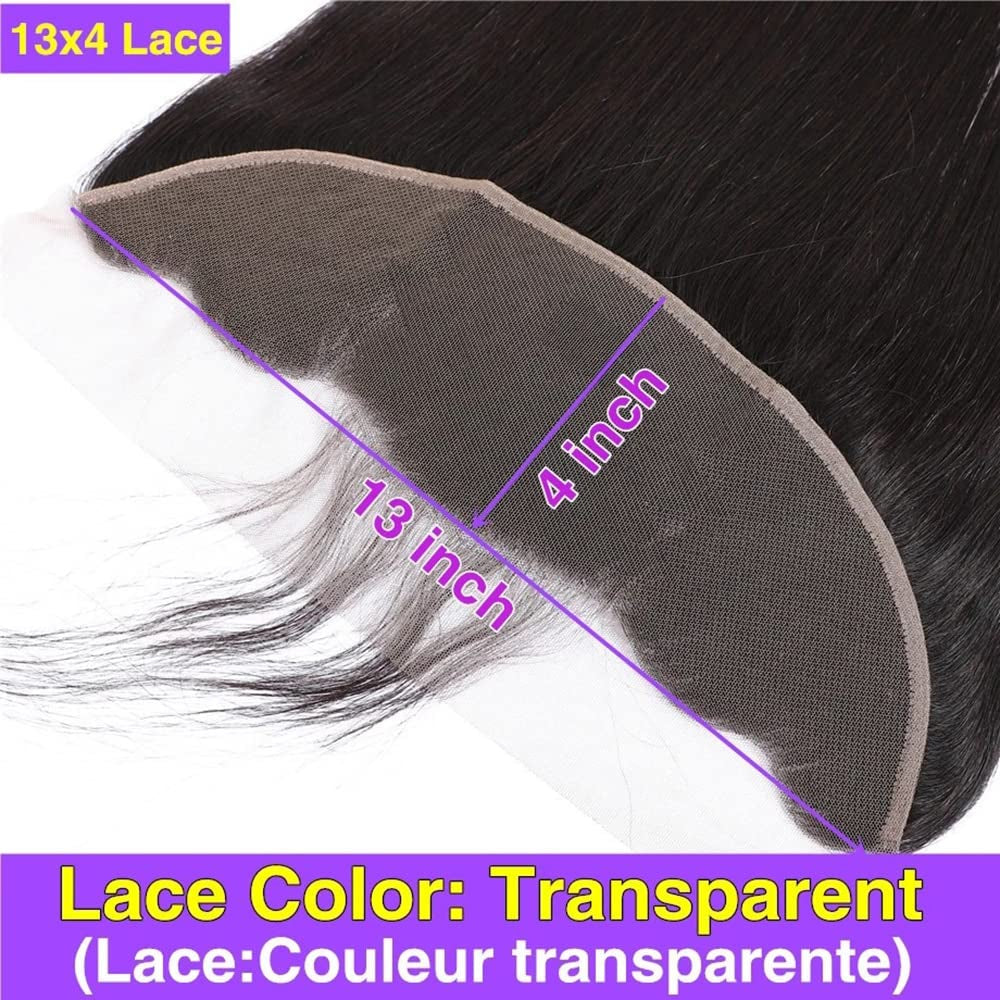 Straight 13X4 HD Lace Frontal Human Hair Extensions Ear to Ear HD Frontal Closure Brazilian Straight Transparent 130% Density Lace Frontal Human Hair