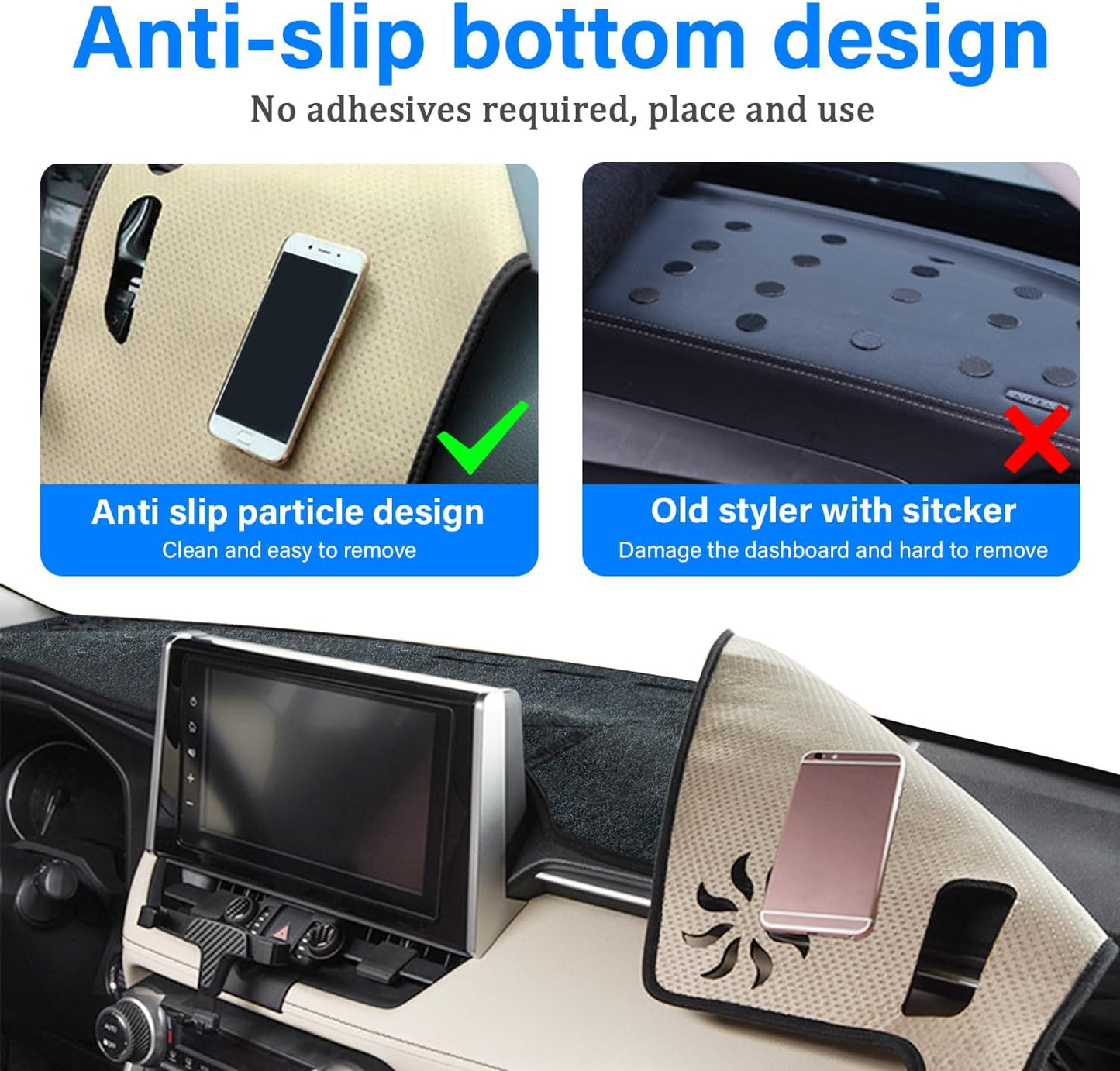 For Toyota Rav4 Accessories 2025 2024 2023 2022 2021 2020 2019 Dashboard Cover Dash Cover Mat Custom Fit Center Console Cover Sunshield Protector RAV 4 Pad（Black Trim）