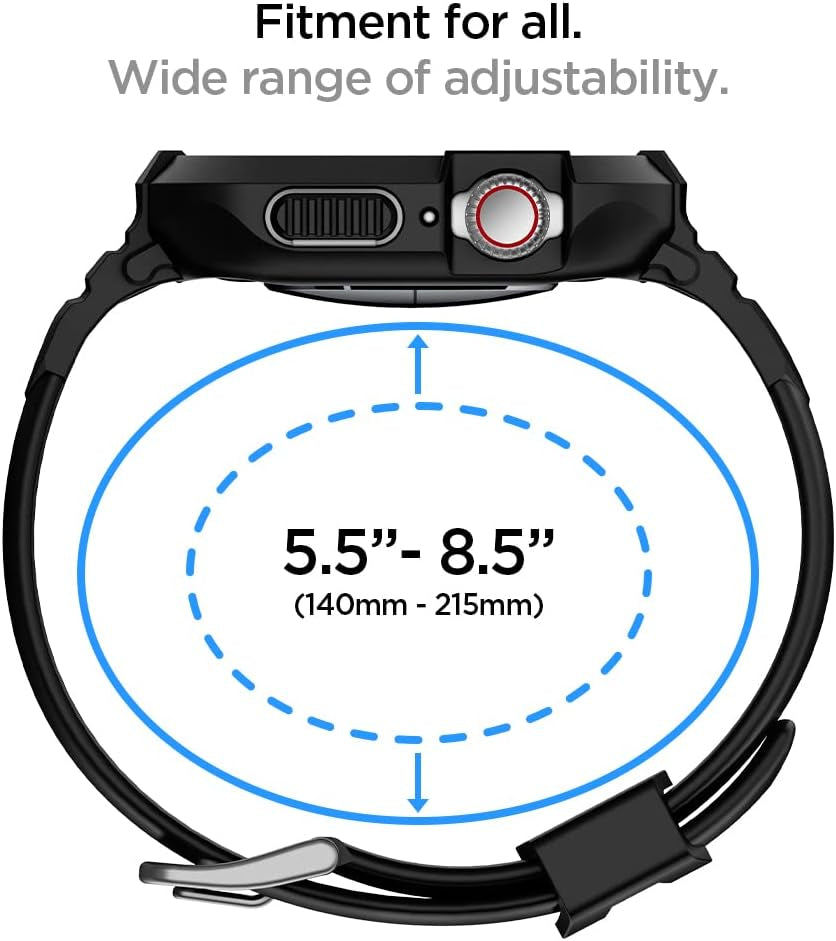 Rugged Armor Pro Designed for Apple Watch Case with Band Series 9/8/SE2/7/6/SE/5/4 45Mm/44Mm - Black