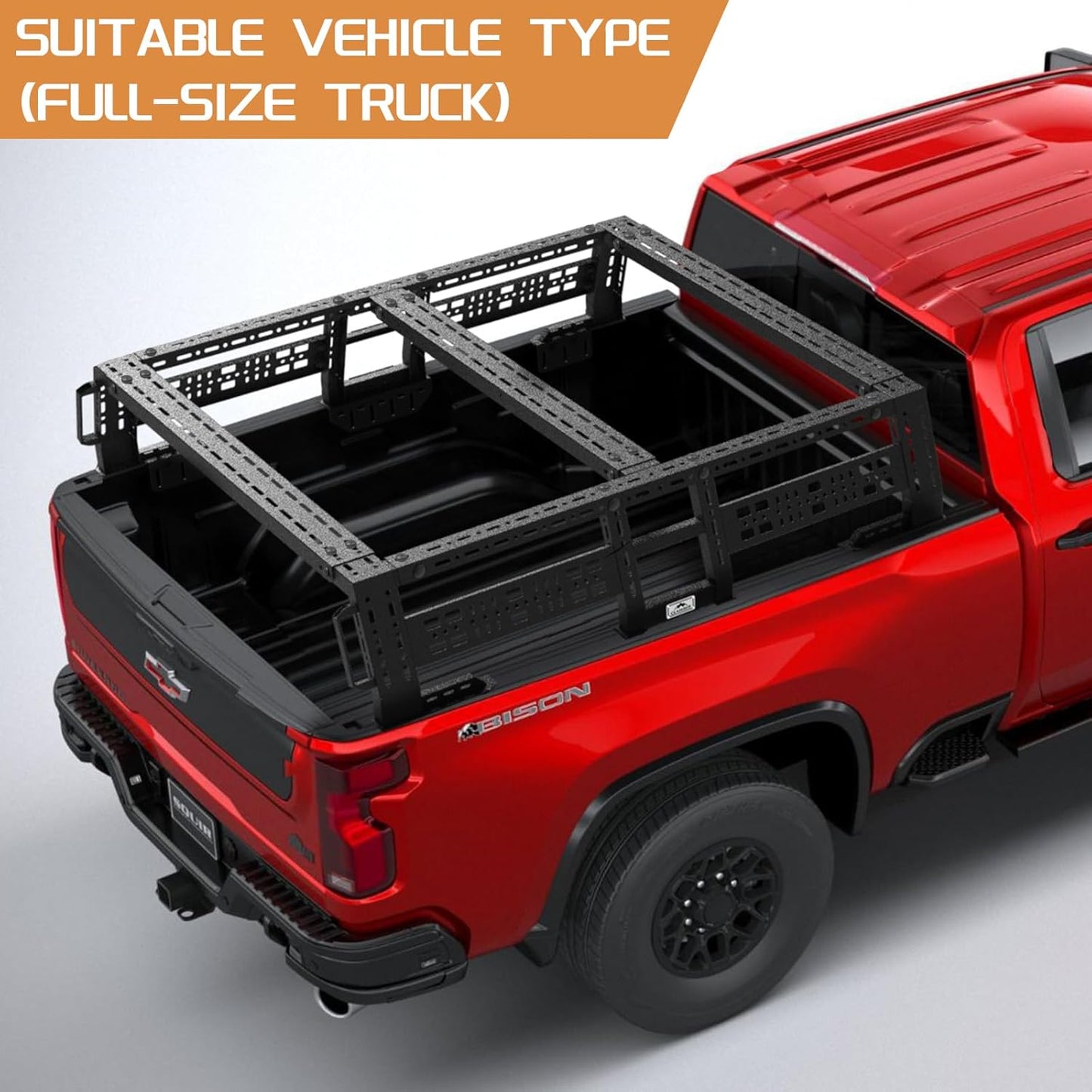 Overland Bed Rack for Full-Size Pickup With/Without Bed Rails | Adjustable Width Compatible with Ford F-Series,Silverado,Sierra,Ram, Titan & Xd,Tundra(See Image for Size Chart)