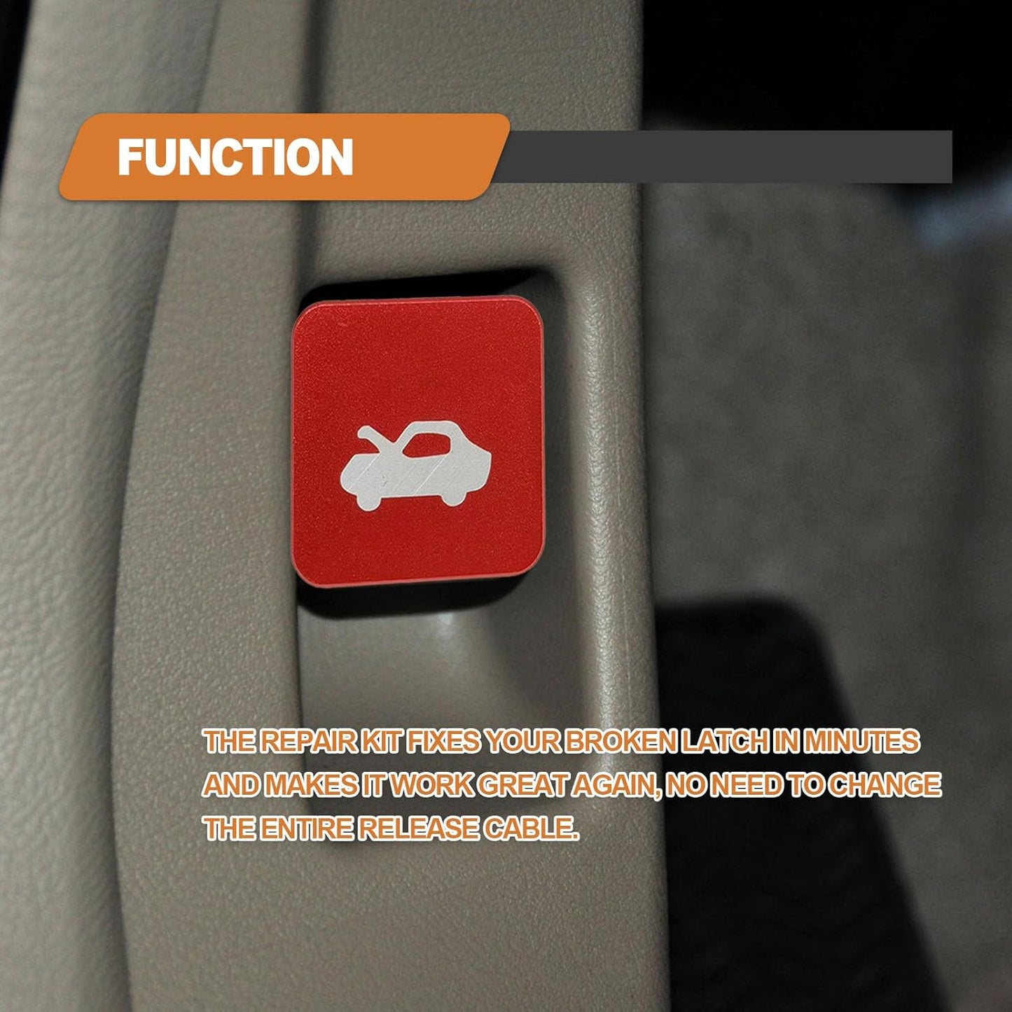 Hood Latch Release Handle Cable Aluminum Alloy Repair Kit, Compatible with Honda Civic 1996-2011, Honda CR-V 1997-2006, Honda Element 2003-2011, Red