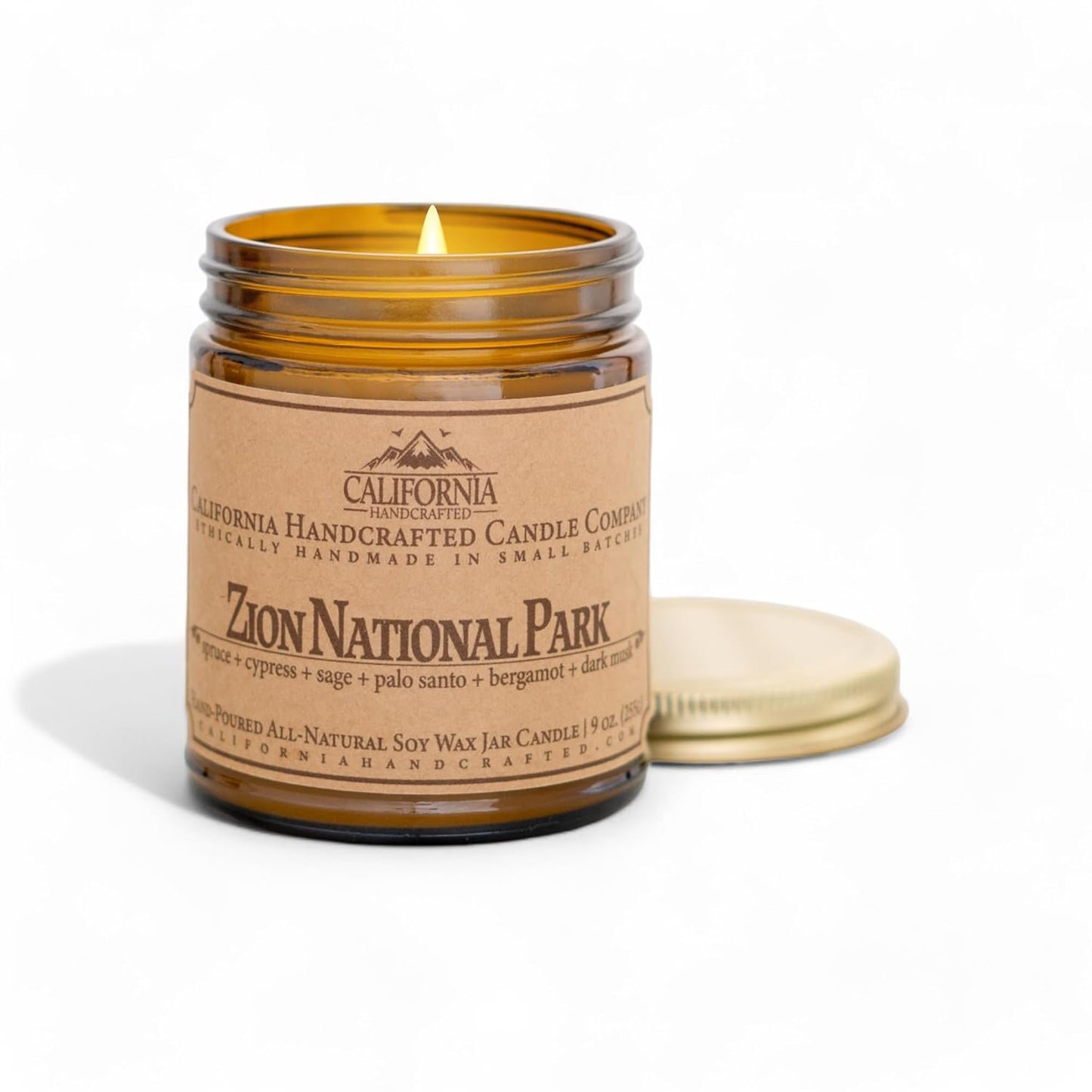 Zion National Park Soy Candle - 9Oz Spruce + Cypress + Sage Jar - Long-Lasting Eco-Friendly National Park Fragrance