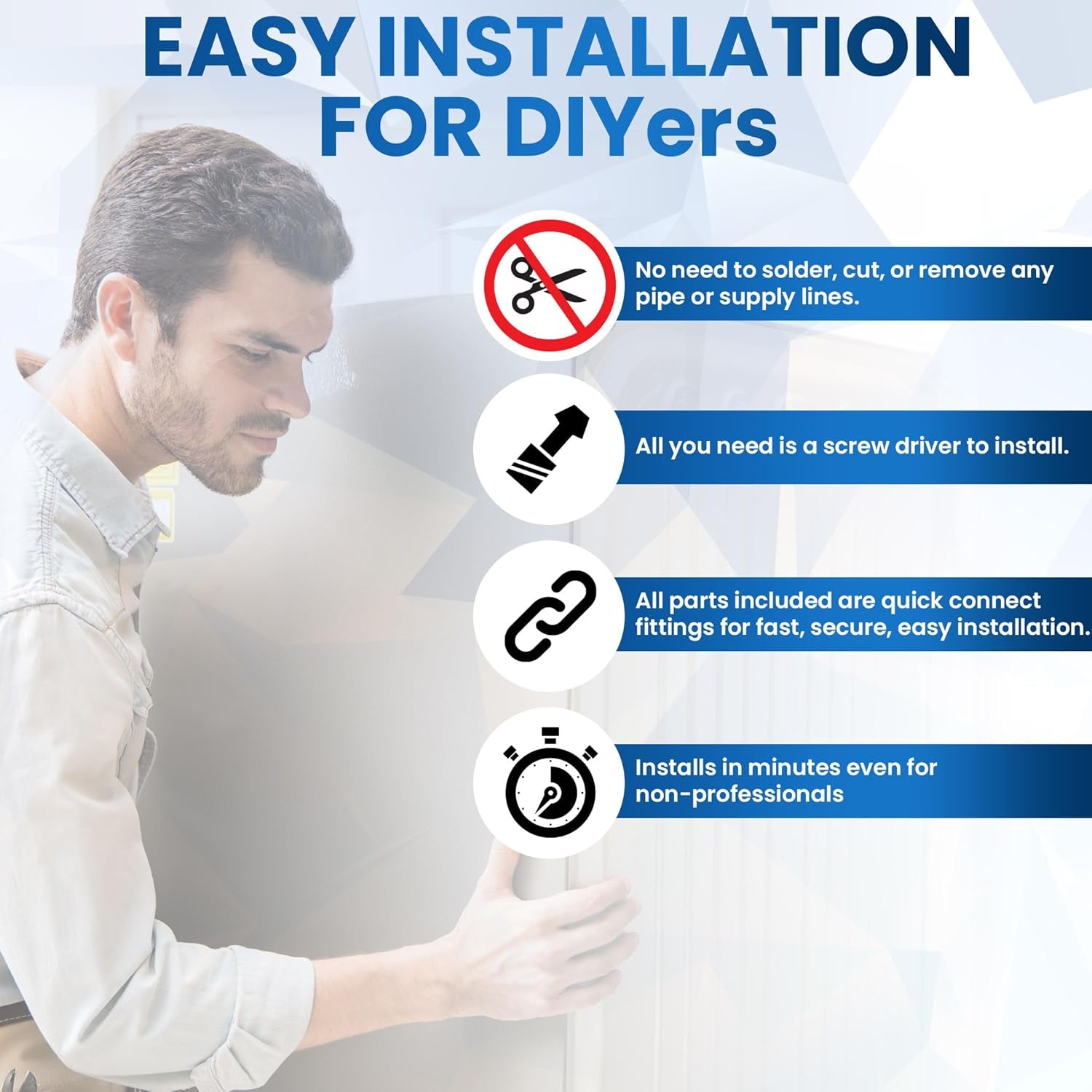 Refrigerator Water Line Kit for Ice Maker, Freezer, Humidifier, Water Filtration System. 25 FT X 1/4” OD Tube, 1/4" OD Quick Connect Self-Piercing Needle Saddle Valve, Adapter, & Ball Valve