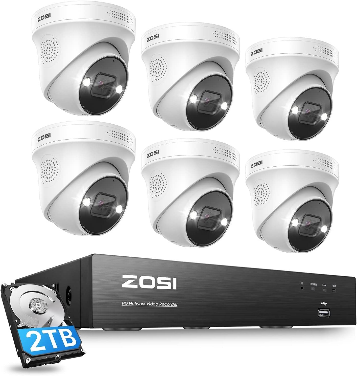 24CH 4K Spotlight Poe Security Camera System with Face/Person/Vehicle Detection,8Pcs 4K Outdoor IP Cameras,2 Way Talk,Night Vision,16 Port 24CH 8MP Dual-Disk NVR with 4TB HDD for 24/7 Recording TRUCK DRIVER