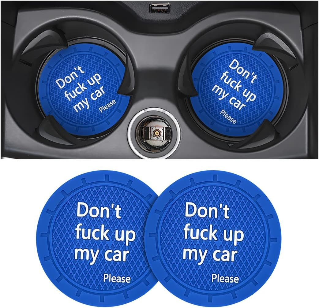 2 Pack Car Cup Holder Coasters, 2.75 Inch Non-Slip PVC Insert Cup Coaster, Anti-Scratch Auto Cup Mats for Women Men, Vehicle Interior Accessories Universal for Car, SUV, Truck (D Blue/2Pcs) TRUCK DRIVER