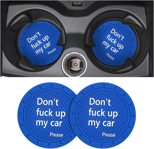 2 Pack Car Cup Holder Coasters, 2.75 Inch Non-Slip PVC Insert Cup Coaster, Anti-Scratch Auto Cup Mats for Women Men, Vehicle Interior Accessories Universal for Car, SUV, Truck (D Blue/2Pcs) TRUCK DRIVER