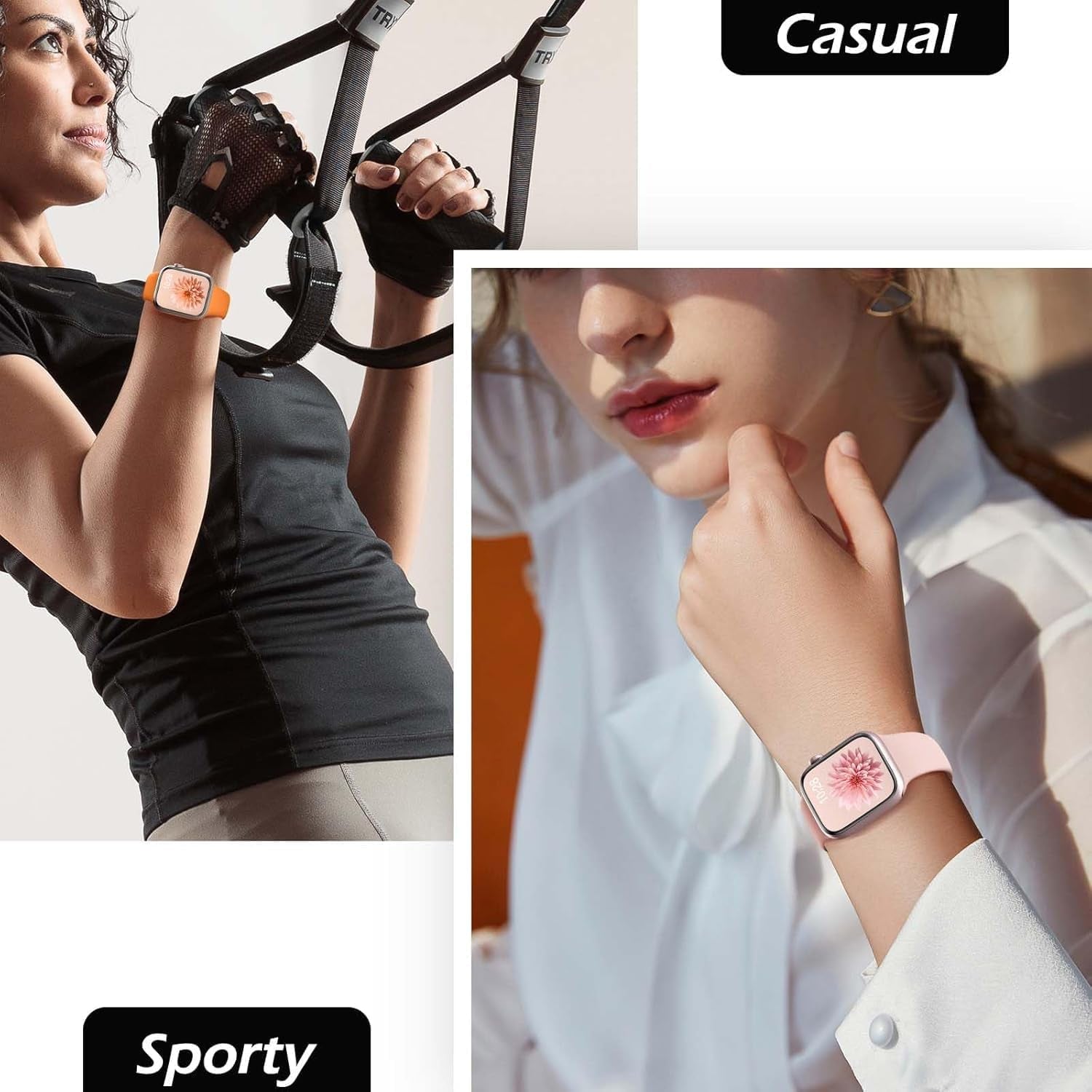 Sport Silicone Band Compatible with Apple Watch Bands 44Mm 40Mm 41Mm 45Mm 38Mm 42Mm 49Mm Women Men, Soft Strap Waterproof Wristband for Iwatch Bands Series 9 Ultra/Ultra 2 SE 8 7 6 5 4 3 2 Hot Pink 44
