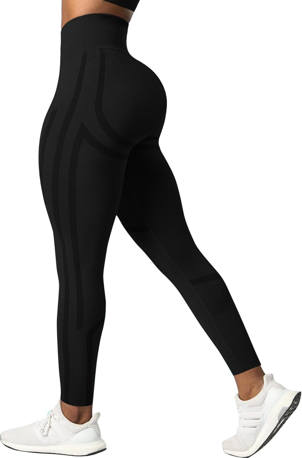 Scrunch Butt Lifting Seamless Leggings for Women High Waisted Tummy Control Striped Workout Pants