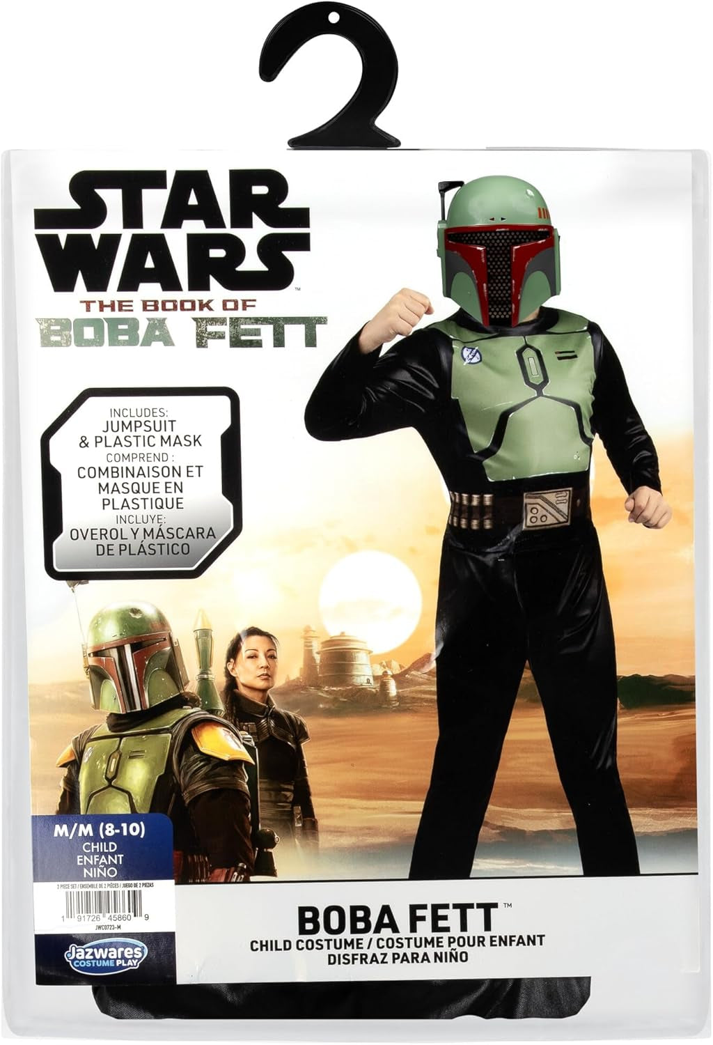 STAR WARS Boba Fett Official Youth Halloween Costume - Printed Jumpsuit with Plastic Mask