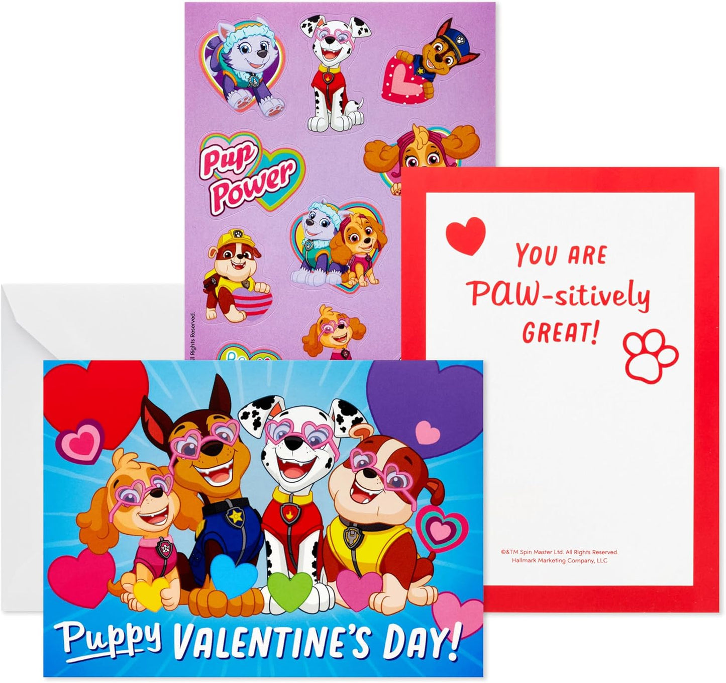 Paw Patrol Valentines Day Cards and Stickers for Kids School (24 Classroom Valentines with Envelopes)