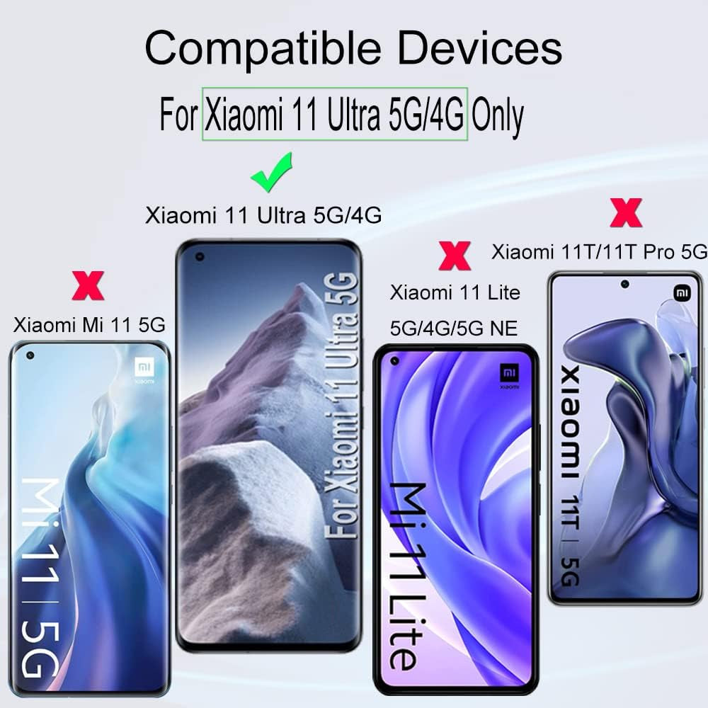 2 Pcs Screen Protector for Xiaomi 11 Ultra(5G/4G) 6.81",Flexible TPU Film,With 1Pc Camera Lens Protector,1Pc Back Film,Bubble Free[Easy to Install]