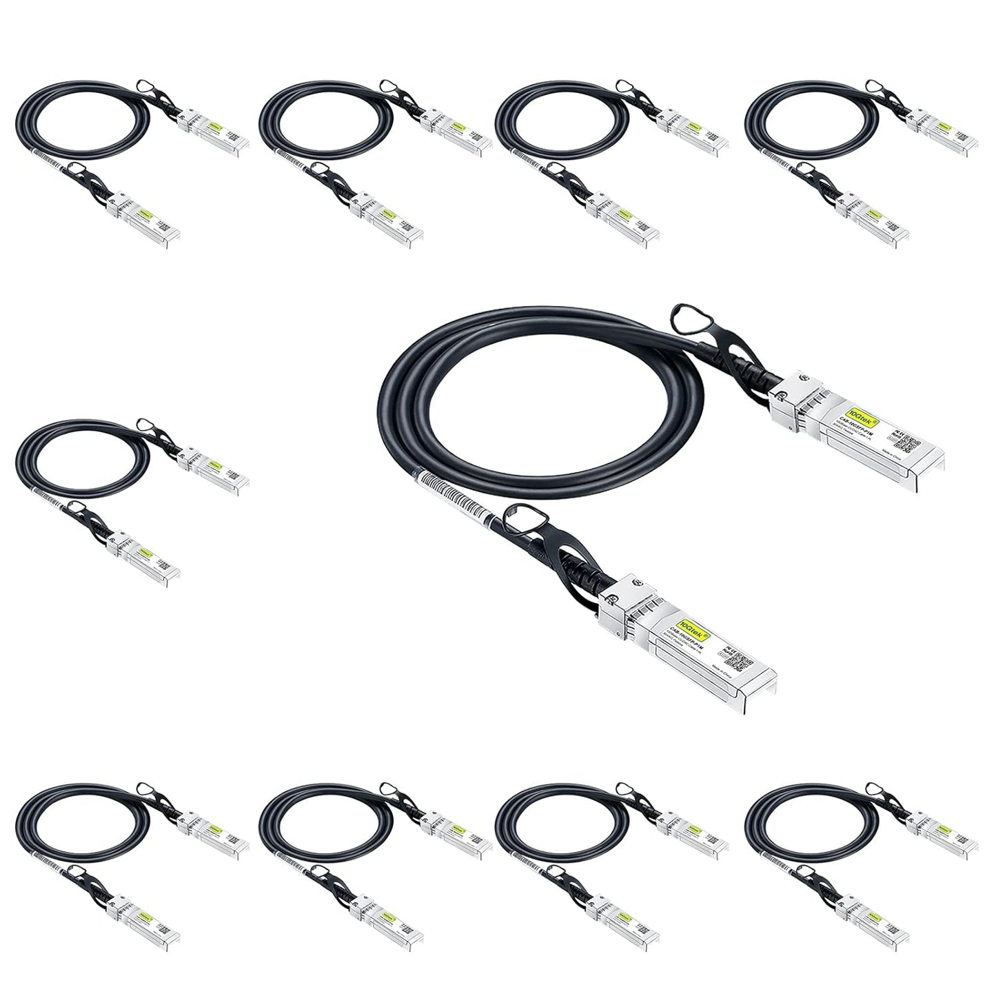 SFP+ DAC Twinax Cable - 10GBASE-CU Passive Direct Attach Copper SFP Cable for Cisco SFP-H10GB-CU2M, Ubiquiti Unifi UC-DAC-SFP+, Meraki, Fortinet, D-Link, 2-Meter(6.6Ft) | 0.25-12M Optional