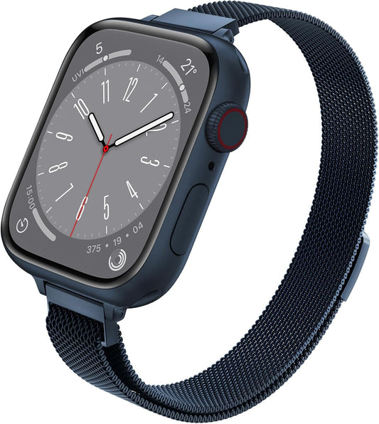 Slim Watch Band Compatible with Apple Watch Band 38Mm 40Mm 41Mm 42Mm 44Mm 45Mm 49Mm Women & Men, Stainless Steel Mesh Loop Magnetic Clasp Replacement for Iwatch Bands Series 9,Ultra 2, SE, Ultra Series 8 7 6 5 4 3 2 1 (Midnight, 41Mm/40Mm/38Mm)