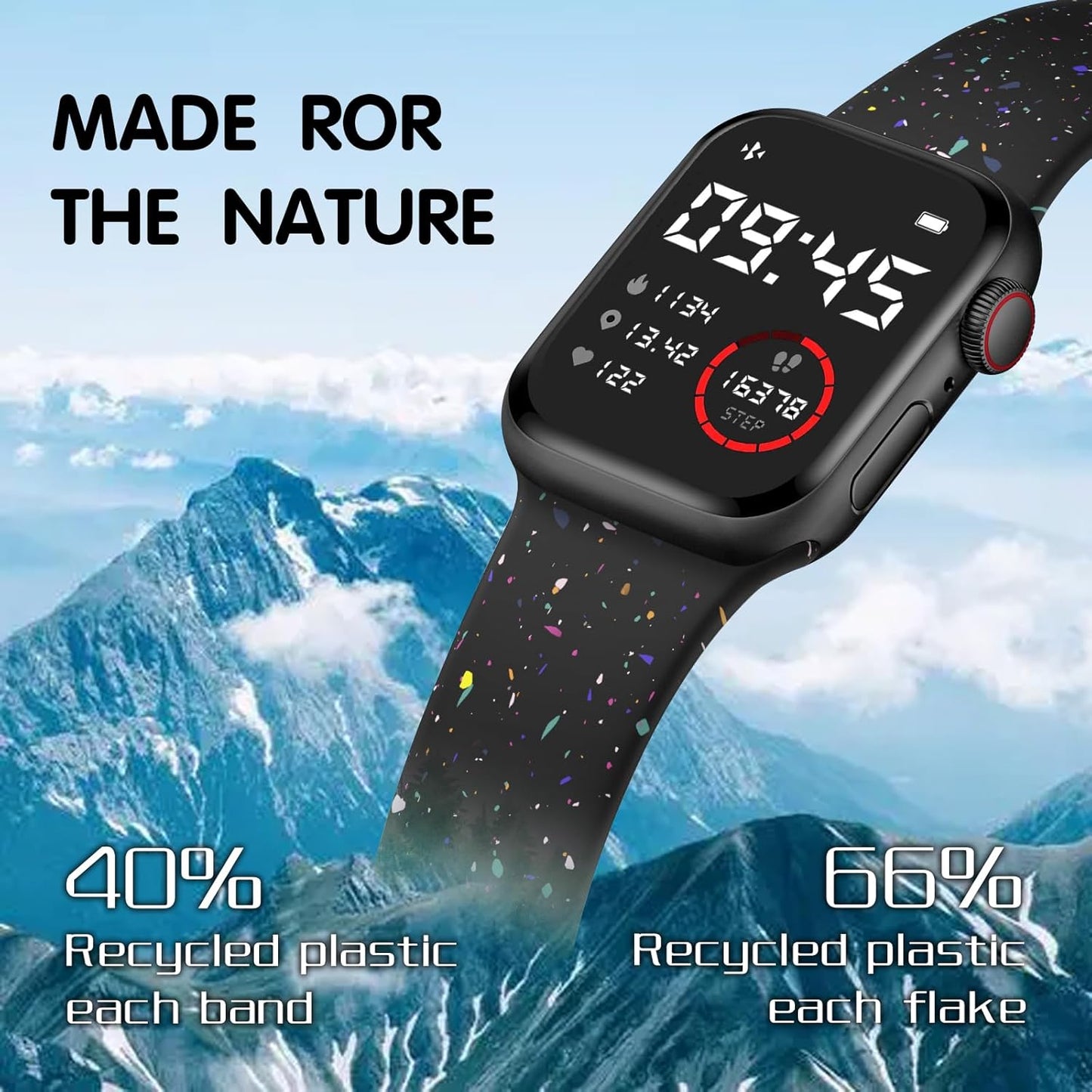 Sport Band Compatible with Apple Watch Band 38Mm 40Mm 41Mm 42Mm 44Mm 45Mm 46Mm 49Mm for Women Men,Recycled Plastic Soft Silicone Strap for Iwatch Series 10/9/8//7/6/5/4/3/2/1/Se2/Se/Ultra/Ultra 2