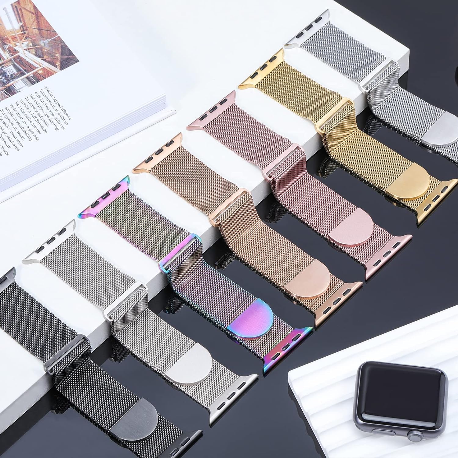 Metal Band Compatible with Apple Watch Bands 38Mm 40Mm 41Mm 42Mm 44Mm 45Mm 49Mm Women Men,Adjustable Magnetic Stainless Steel Mesh Strap for Iwatch Ultra/Ultra 2,Series 9 8 7 6 5 4 3 2 1 SE