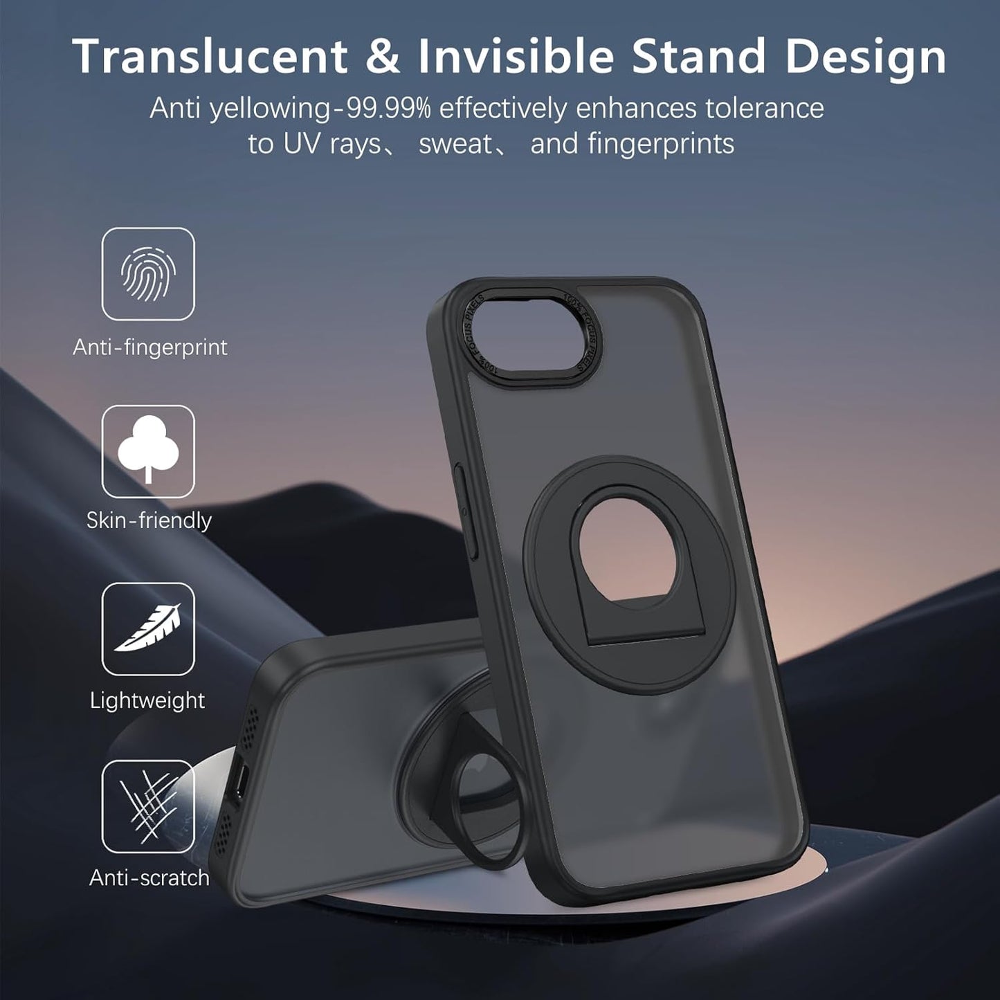 for Stand Iphone 16E Case, Iphone SE4 2025 Phone Case, [Compatible with Magsafe Accessories], Kickstand Ring Holder Matte Design Shockproof Protective Iphone 16E/SE4 Cover 6.1Inch, Black